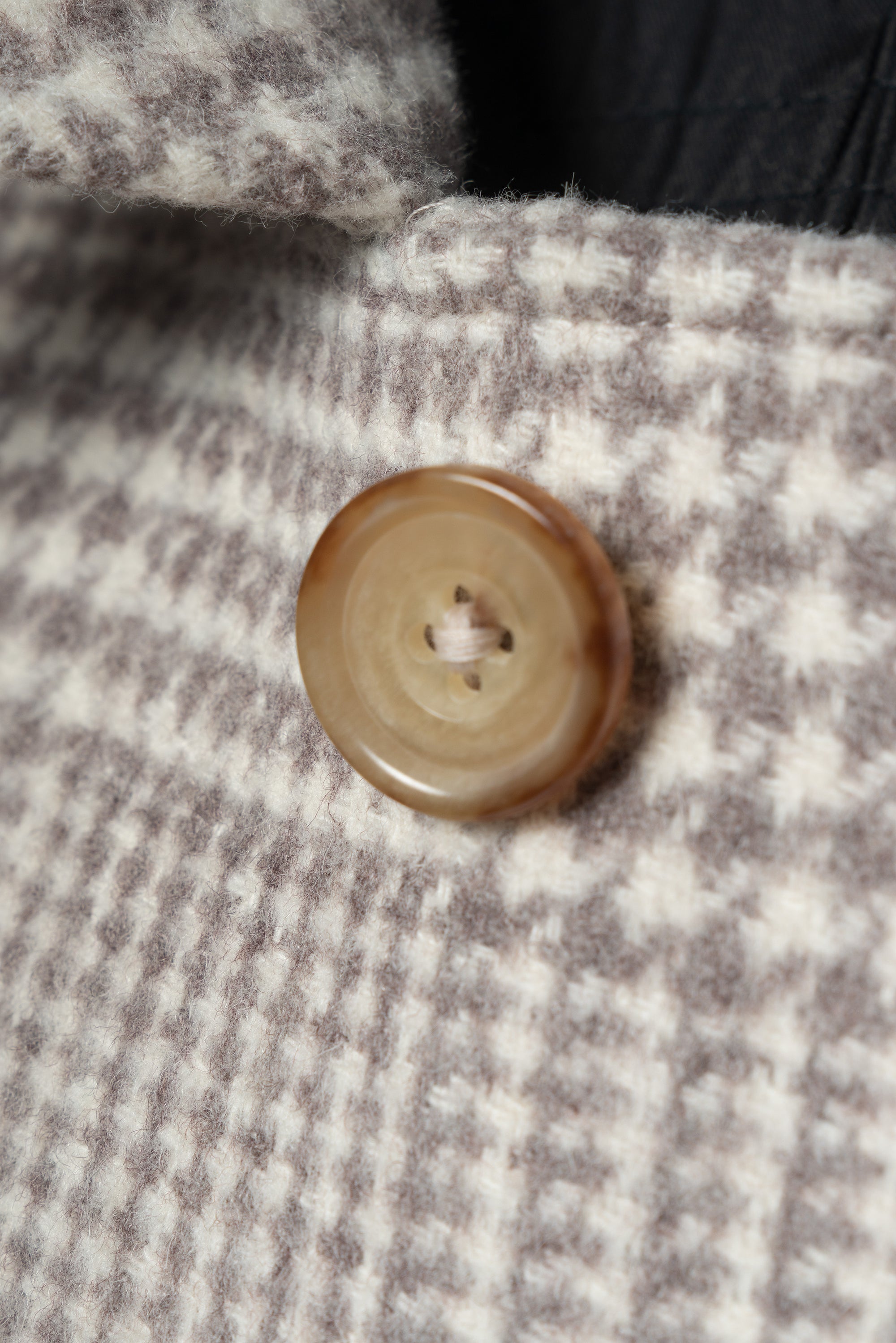 Cream Glen Check Wool Rabbit Fur Balmacaan Coat #179