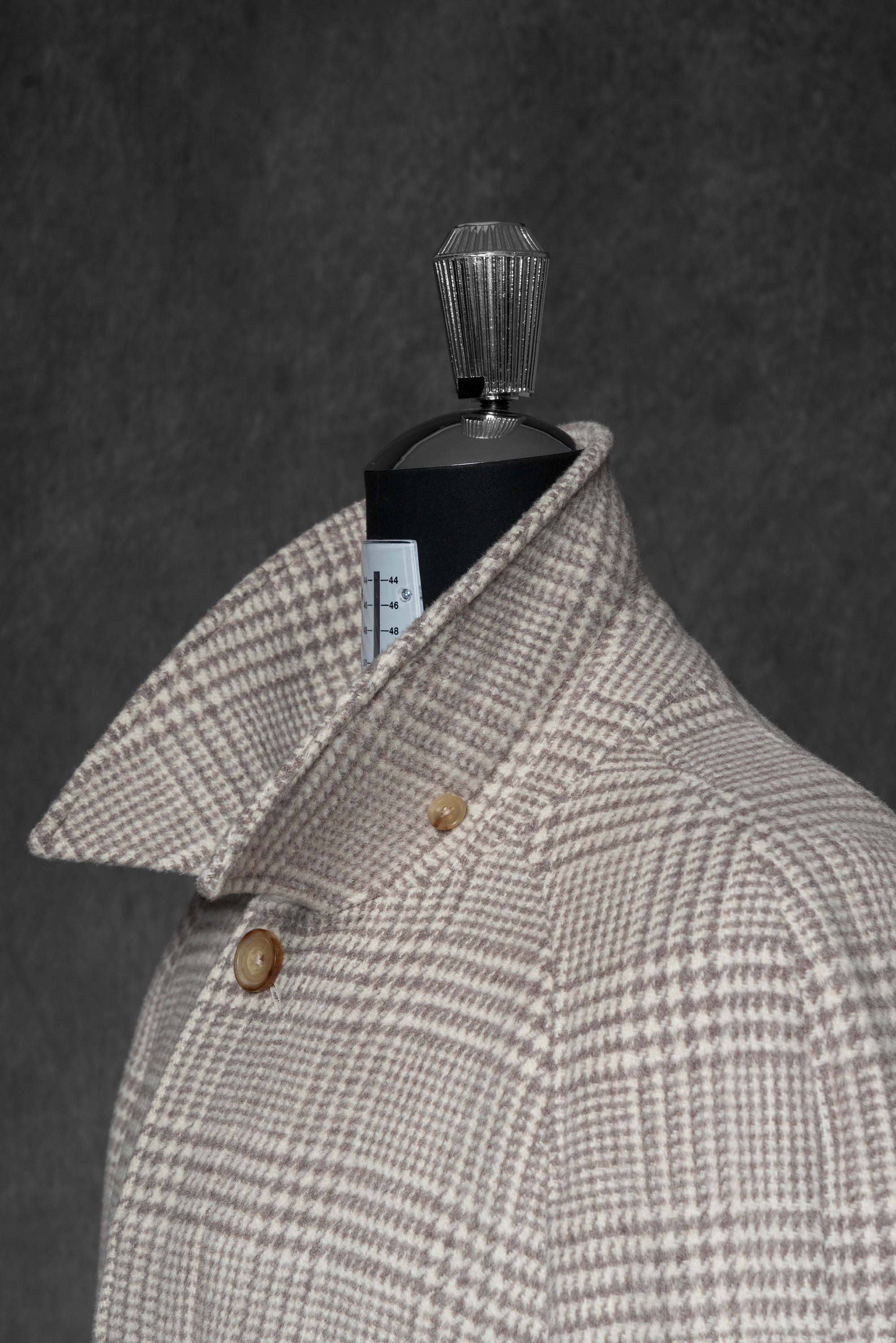Cream Glen Check Wool Rabbit Fur Balmacaan Coat #179