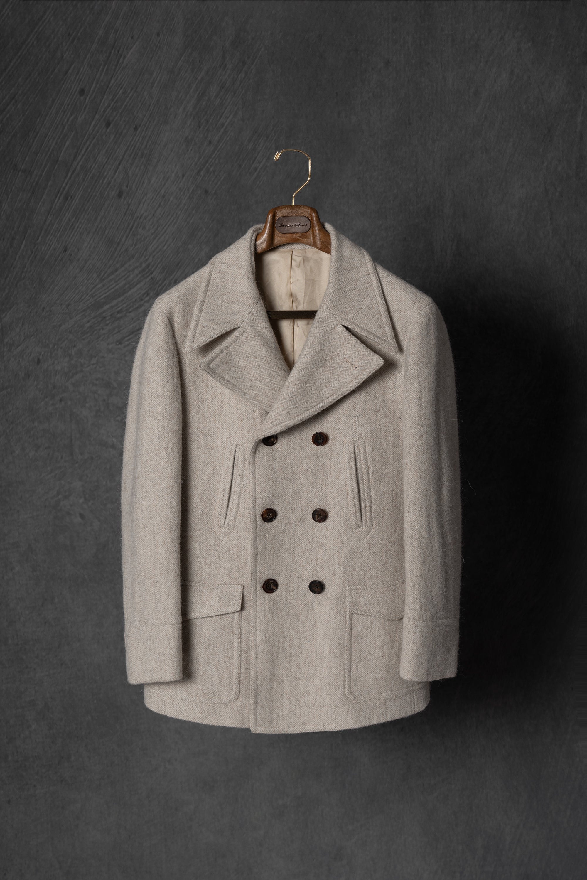 MTO Oatmeal Wool Alpaca Peacoat