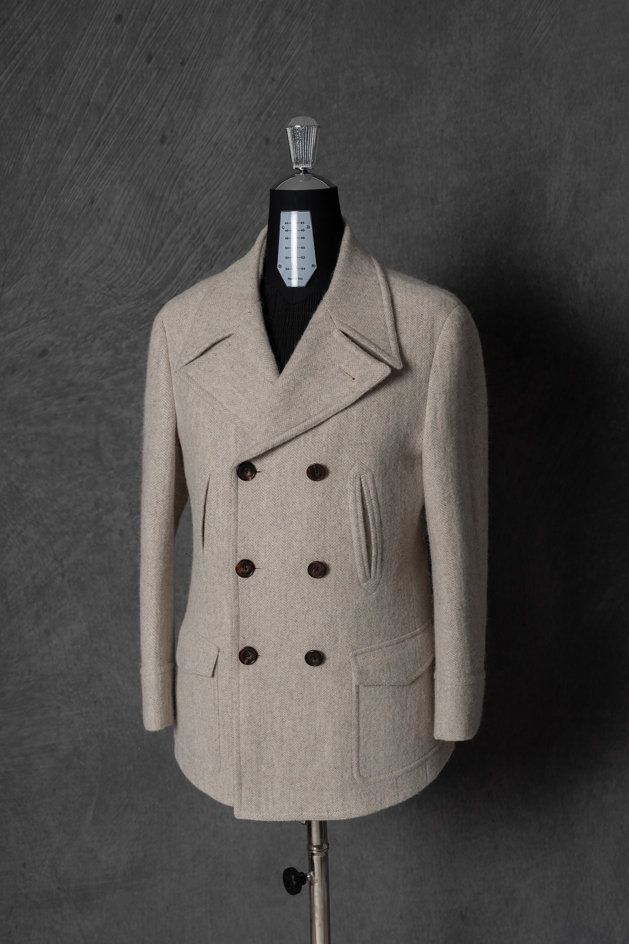 MTO Oatmeal Wool Alpaca Peacoat