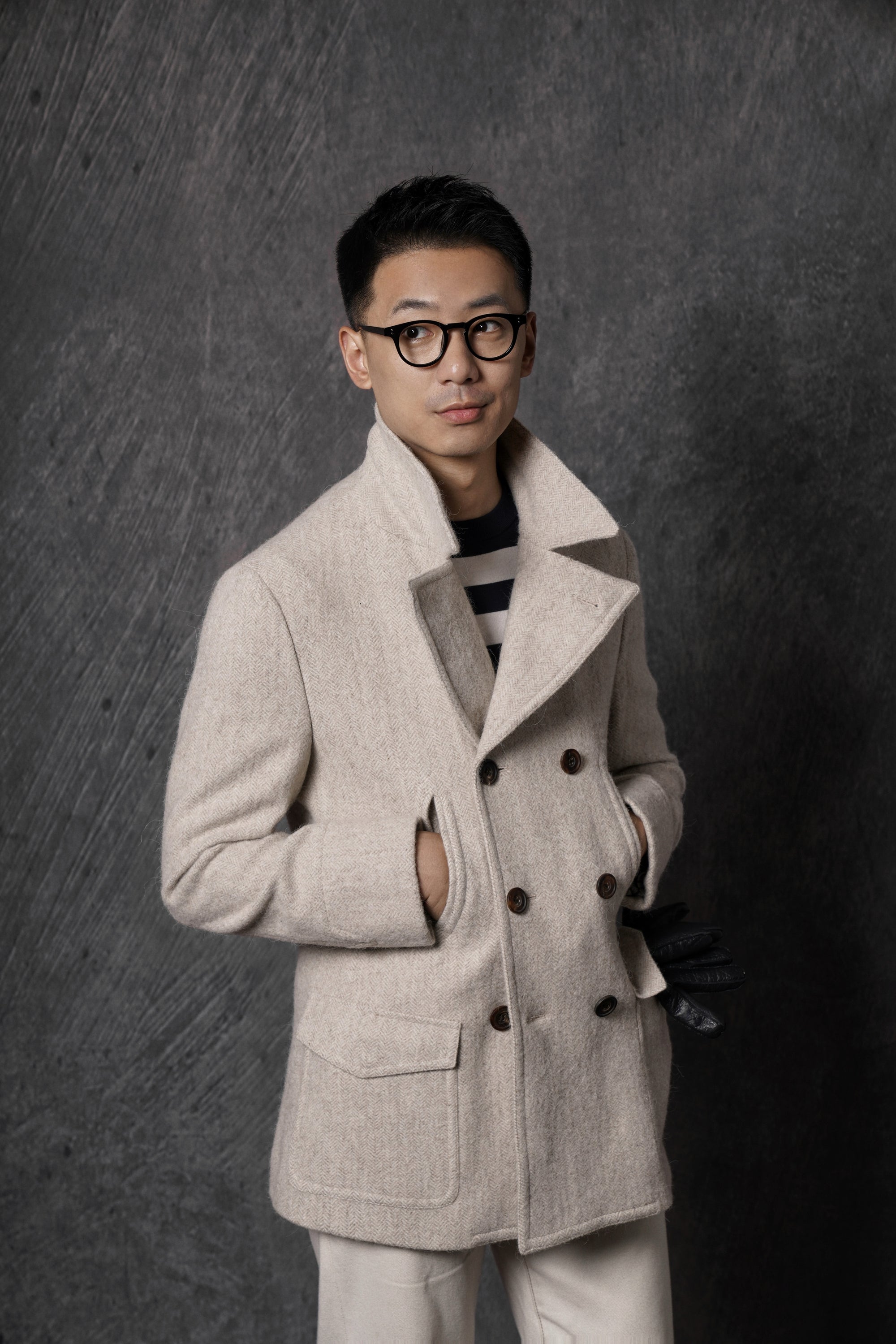 MTO Oatmeal Wool Alpaca Peacoat
