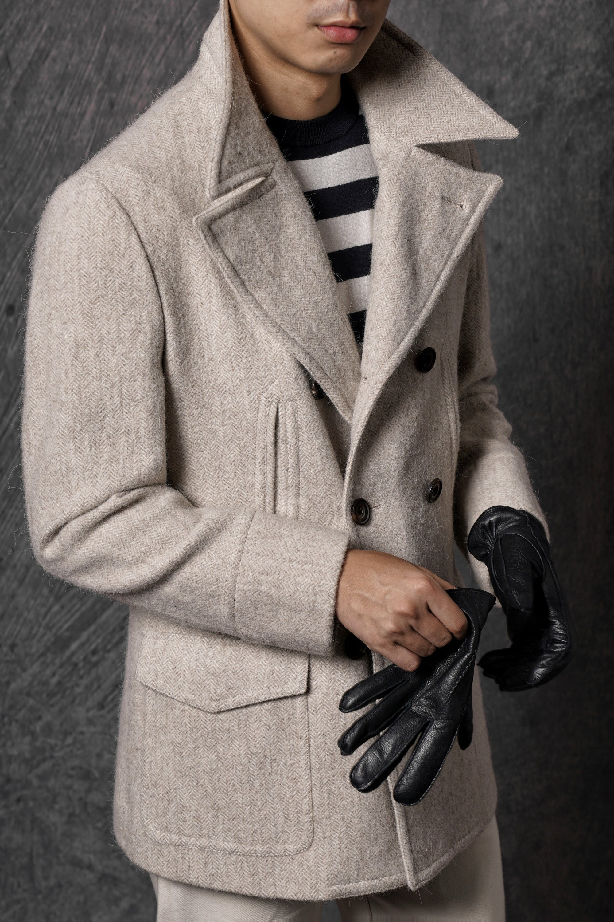 MTO Oatmeal Wool Alpaca Peacoat