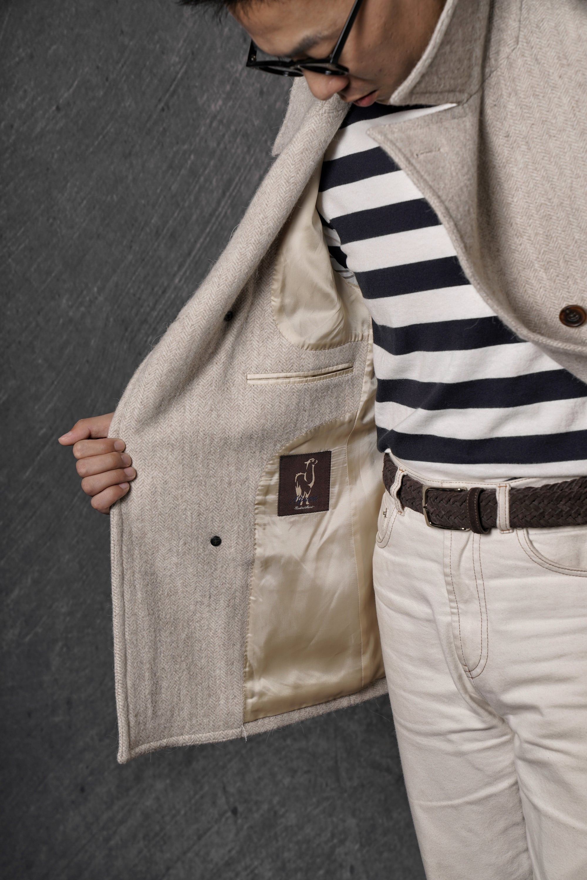 MTO Oatmeal Wool Alpaca Peacoat