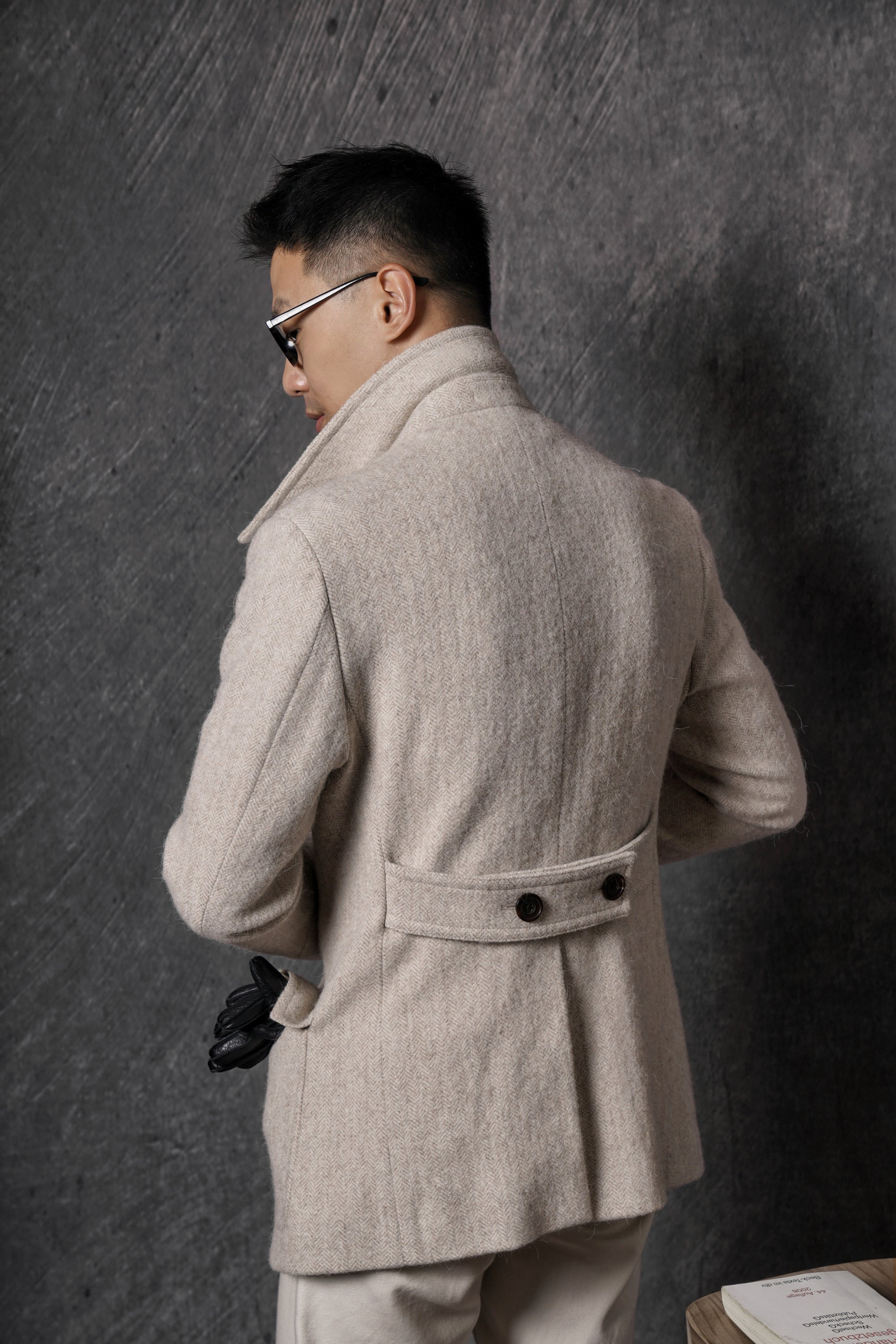 MTO Oatmeal Wool Alpaca Peacoat