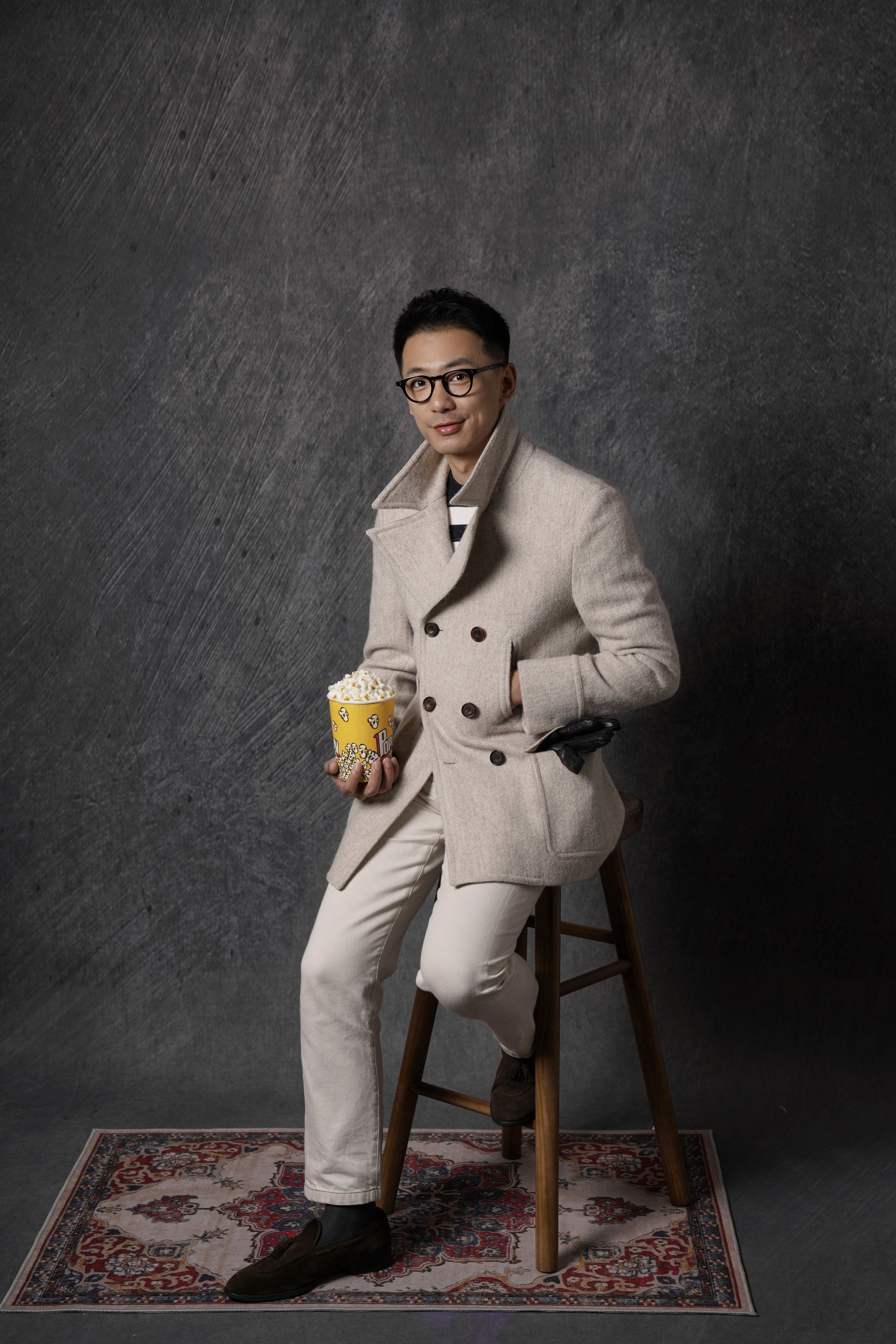 MTO Oatmeal Wool Alpaca Peacoat