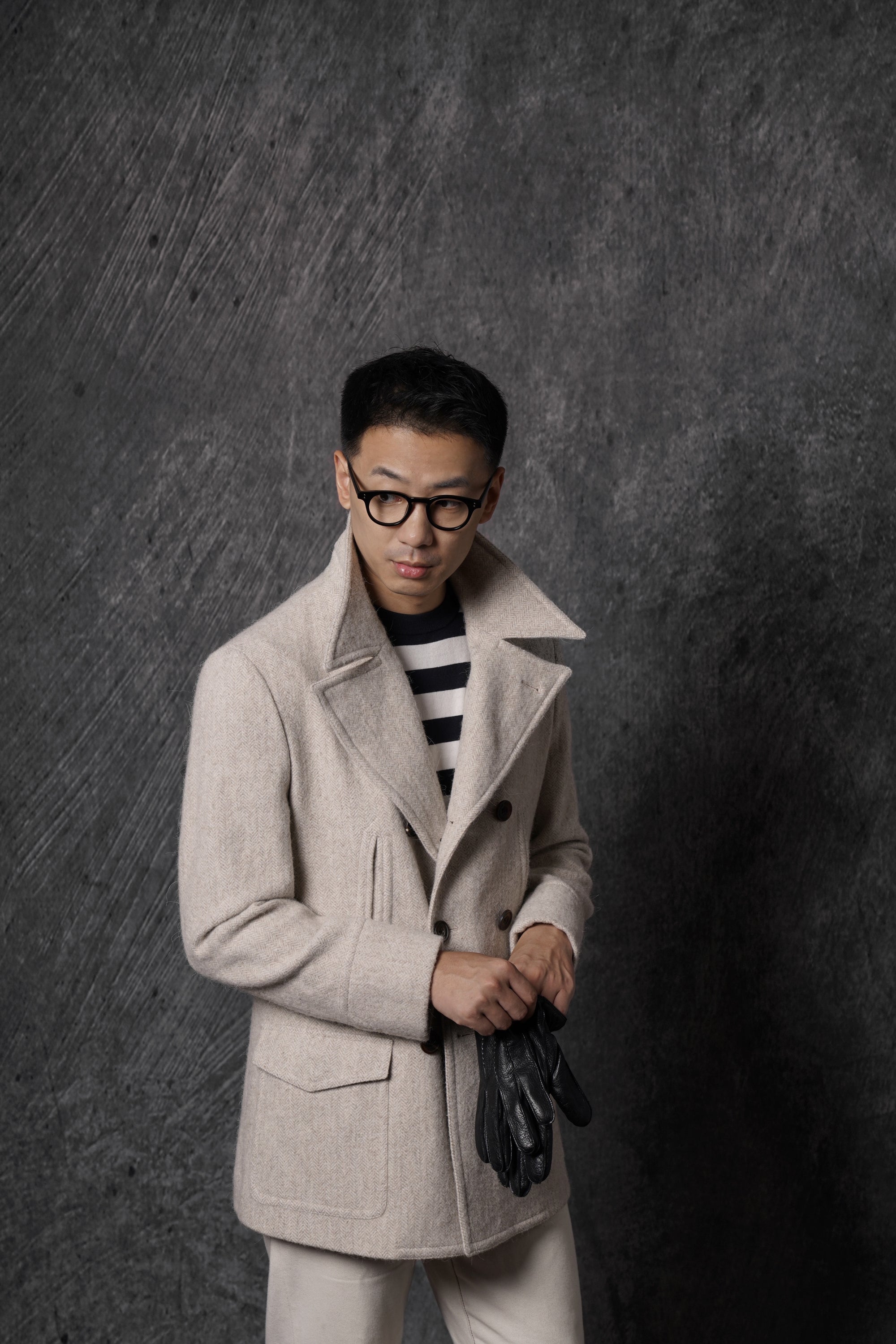 MTO Oatmeal Wool Alpaca Peacoat