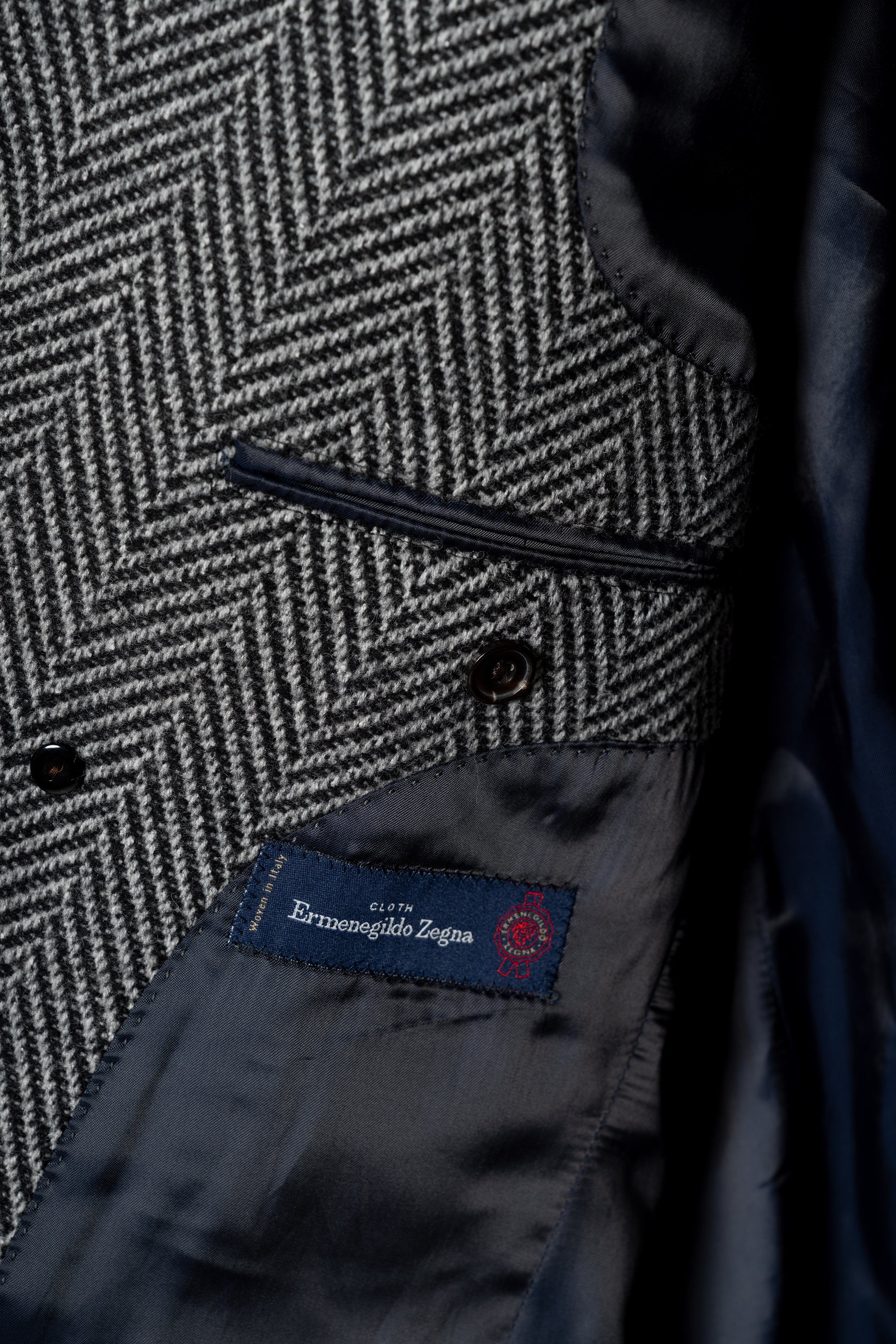 MTO Grey Herringbone Wool Silk Ulster Polo Coat