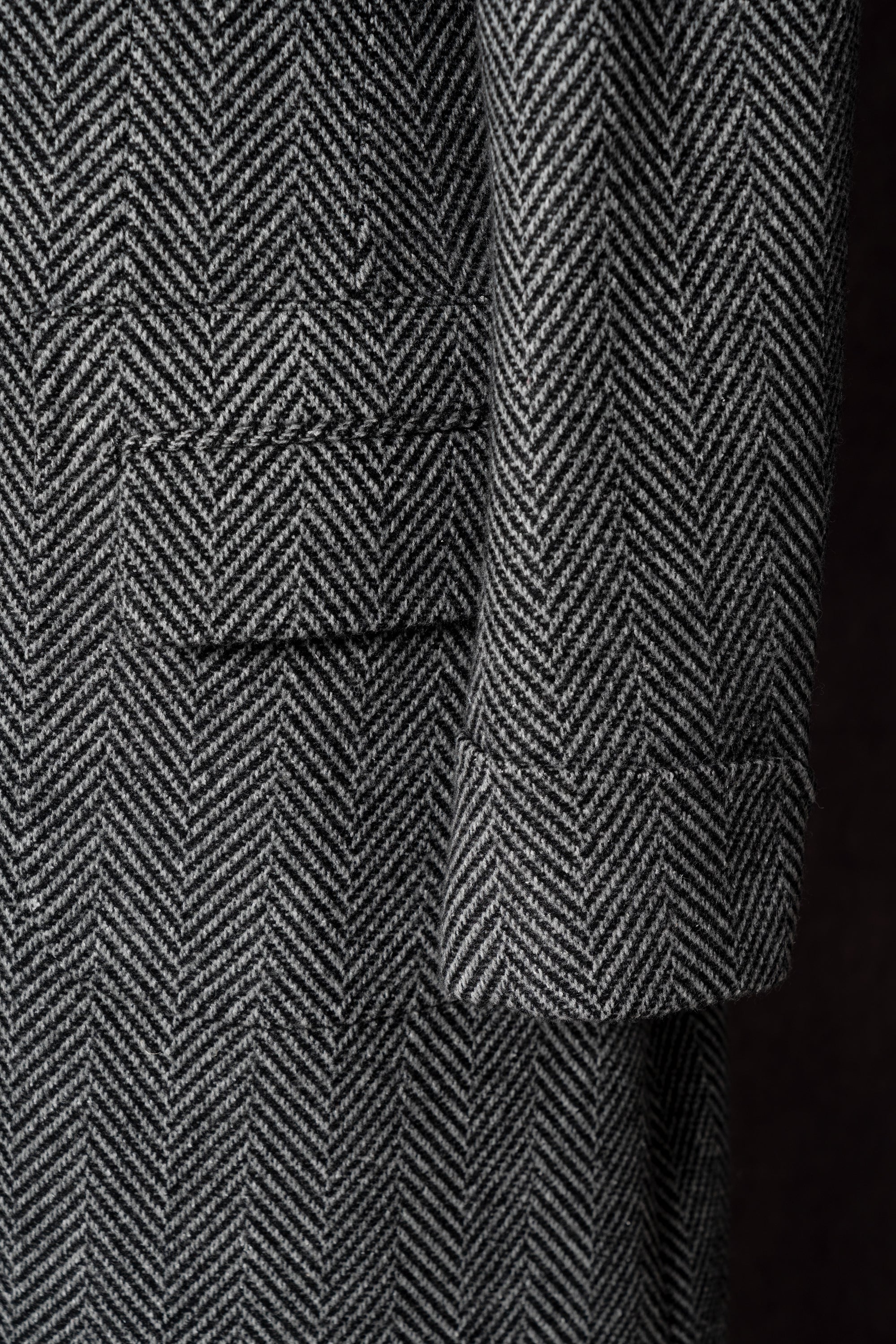 MTO Grey Herringbone Wool Silk Ulster Polo Coat