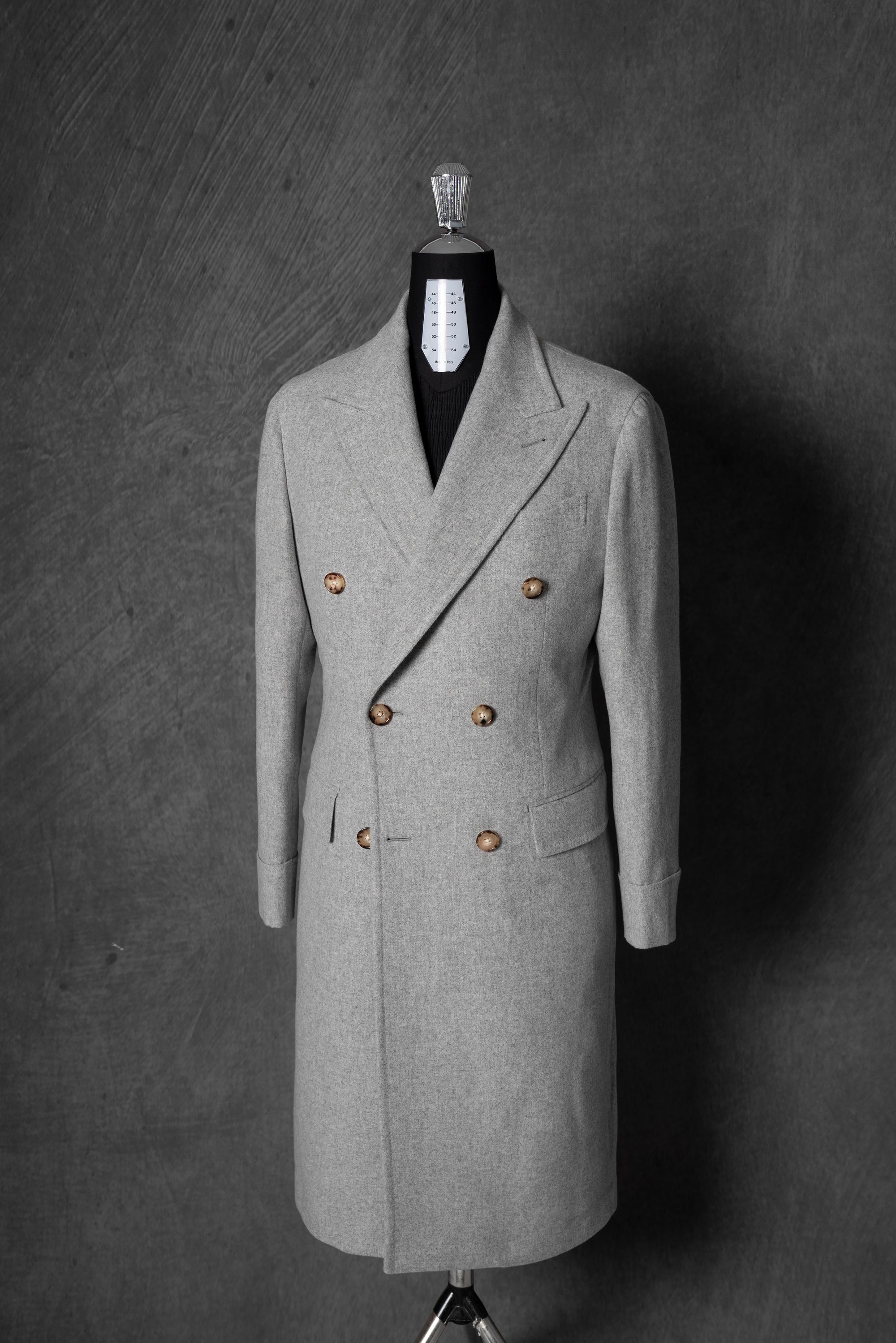 MTO Light Grey Wool Cashmere Chesterfield Coat
