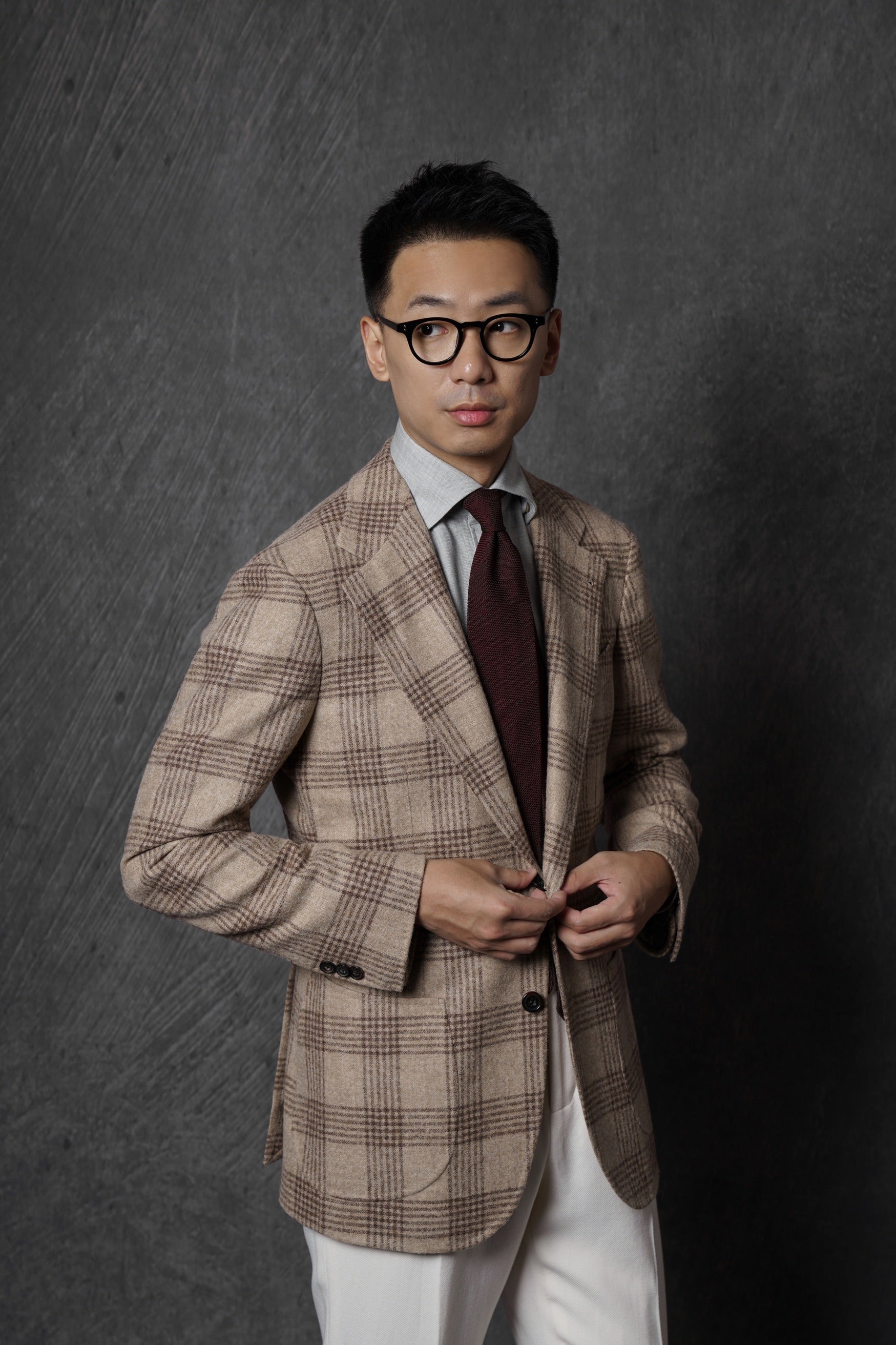 Creamy Camel Glen Check Jacket #262