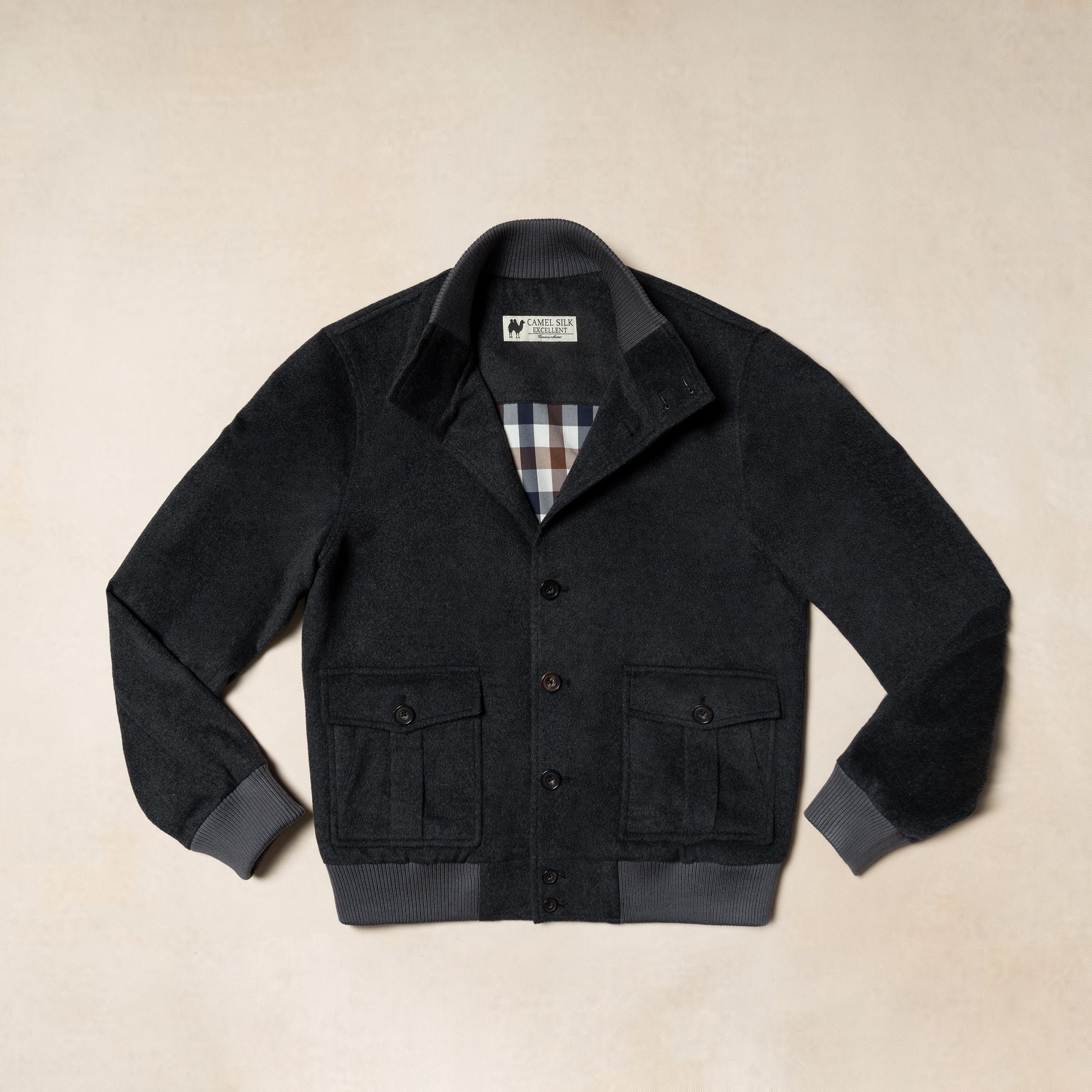 Charcoal Wool Camel Hair Silk A1 Jacket