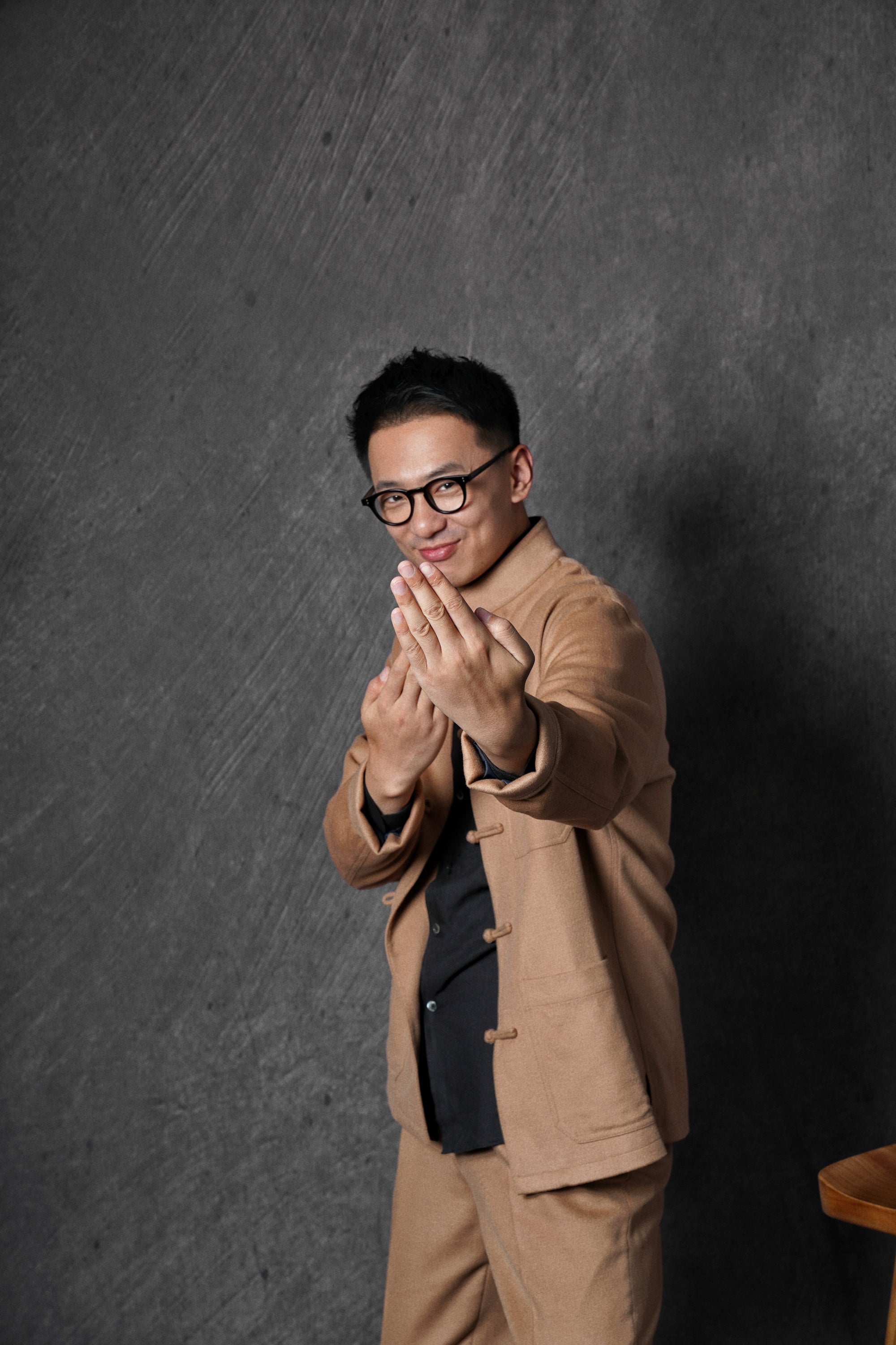 Camel Wool Silk Mandarin Jacket