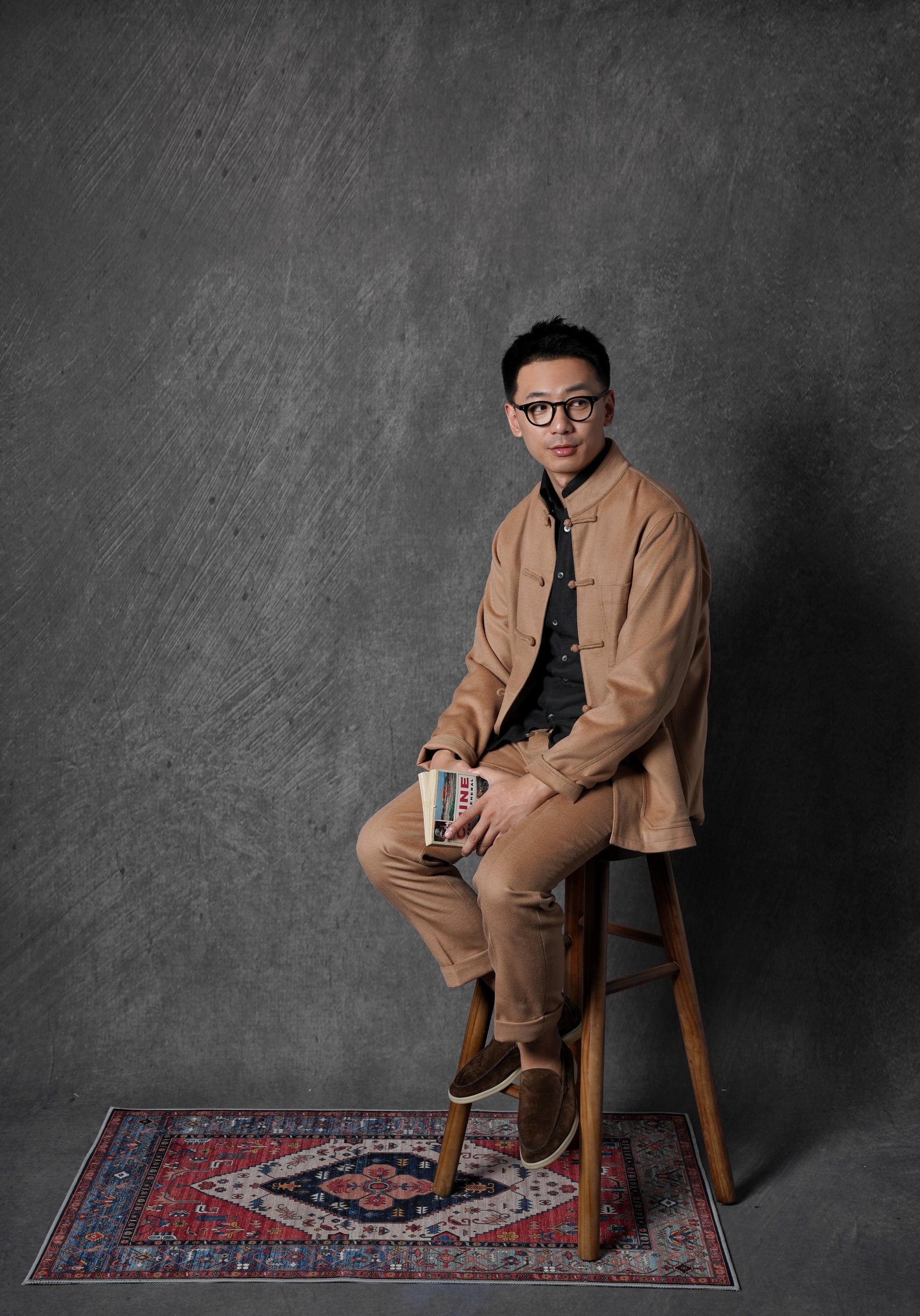 Camel Wool Silk Mandarin Jacket