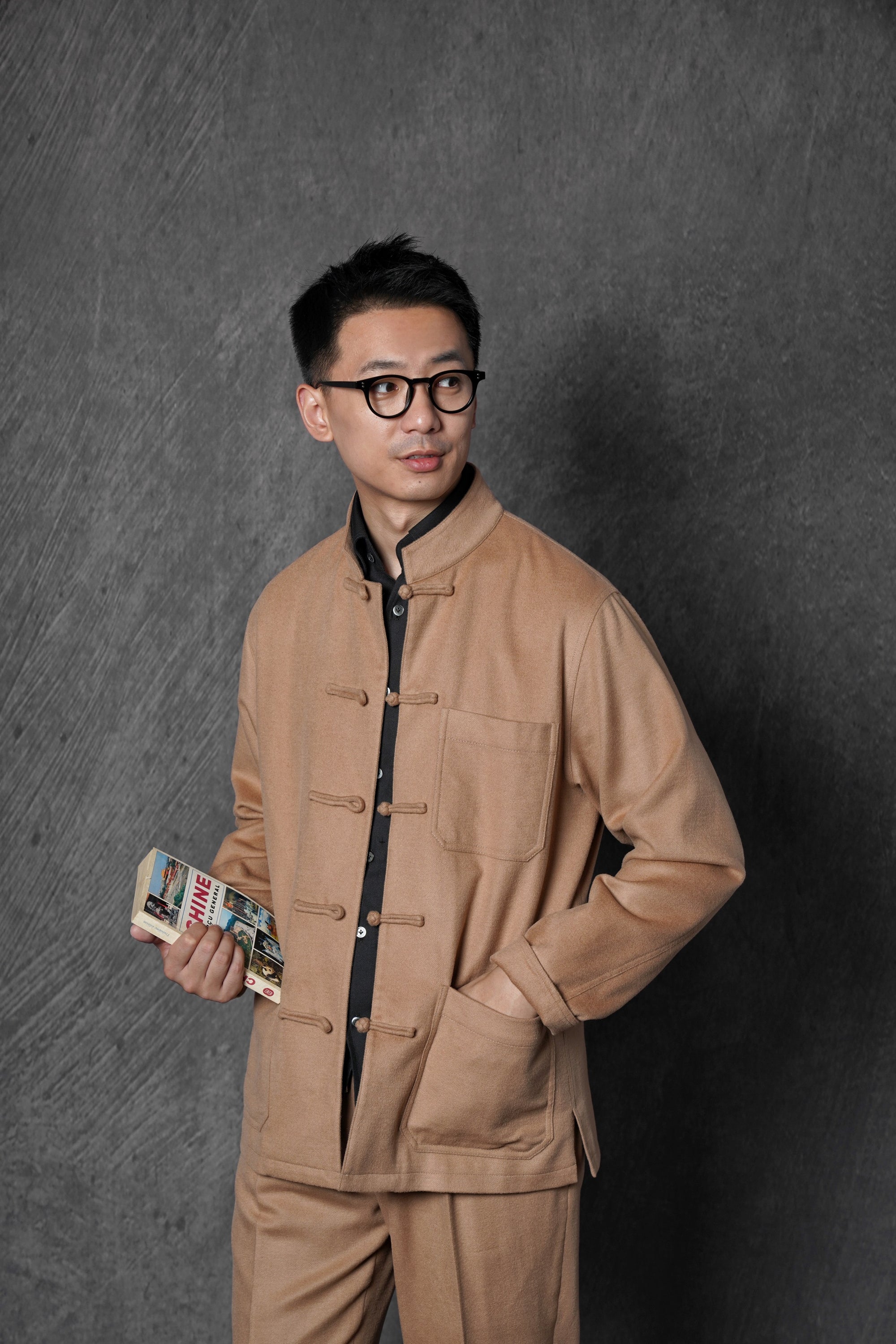 Camel Wool Silk Mandarin Jacket