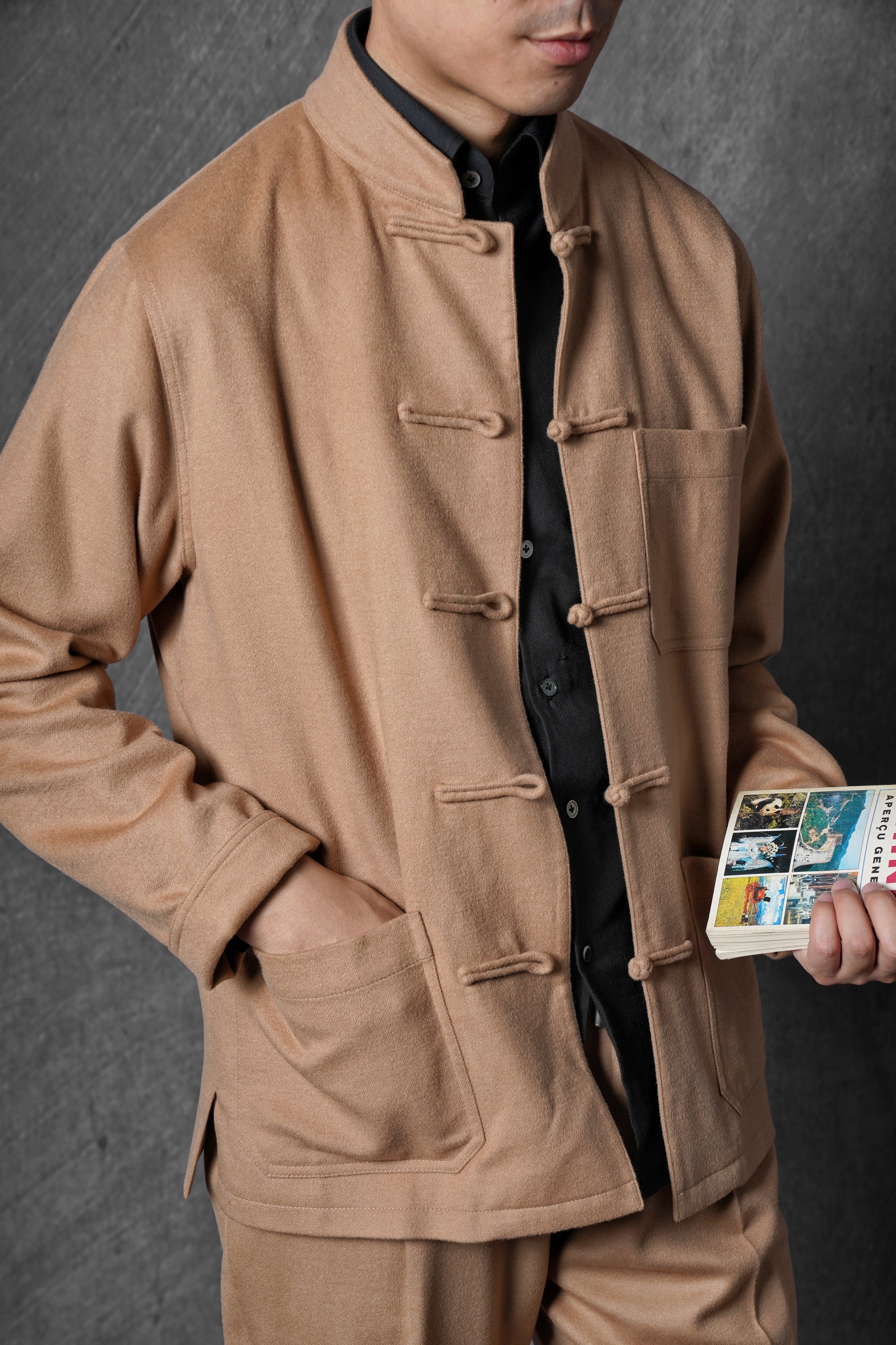 Camel Wool Silk Mandarin Jacket