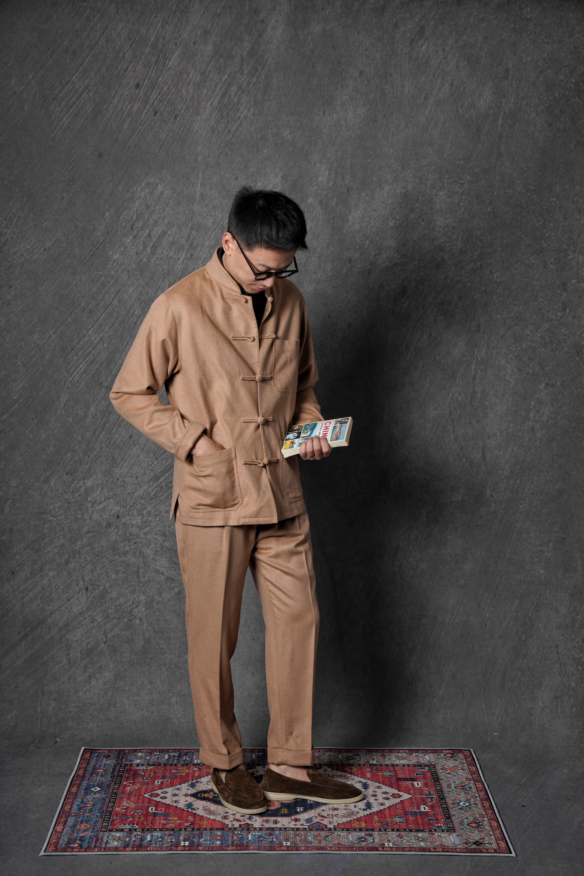 Camel Wool Silk Mandarin Jacket
