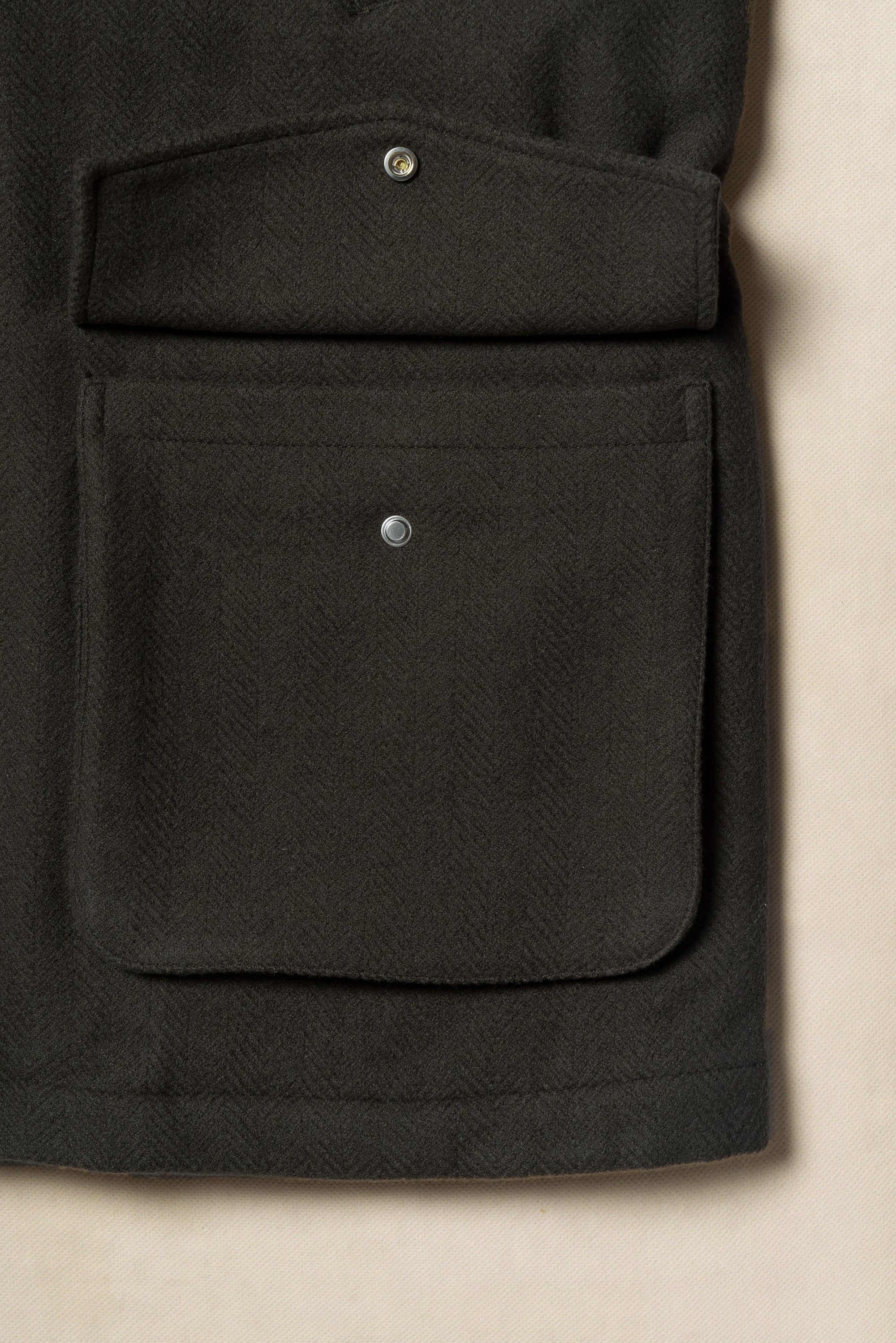 Olive Herringbone Wool Cashmere N3B Parka