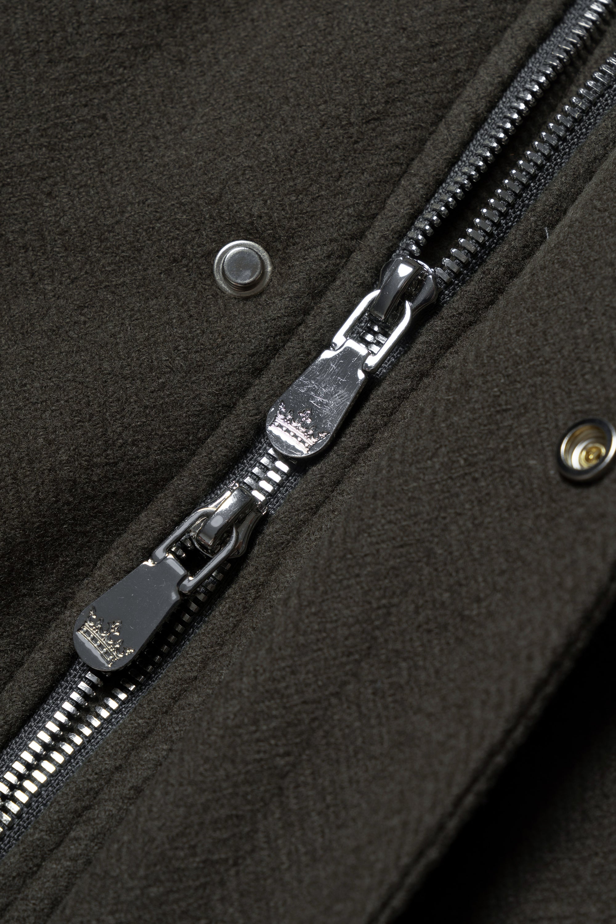 Olive Herringbone Wool Cashmere N3B Parka