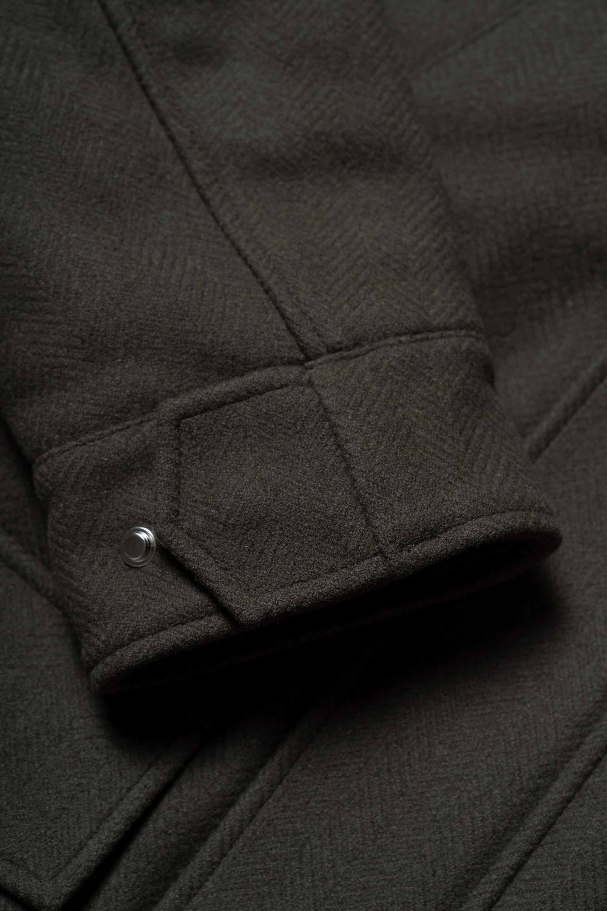 Olive Herringbone Wool Cashmere N3B Parka