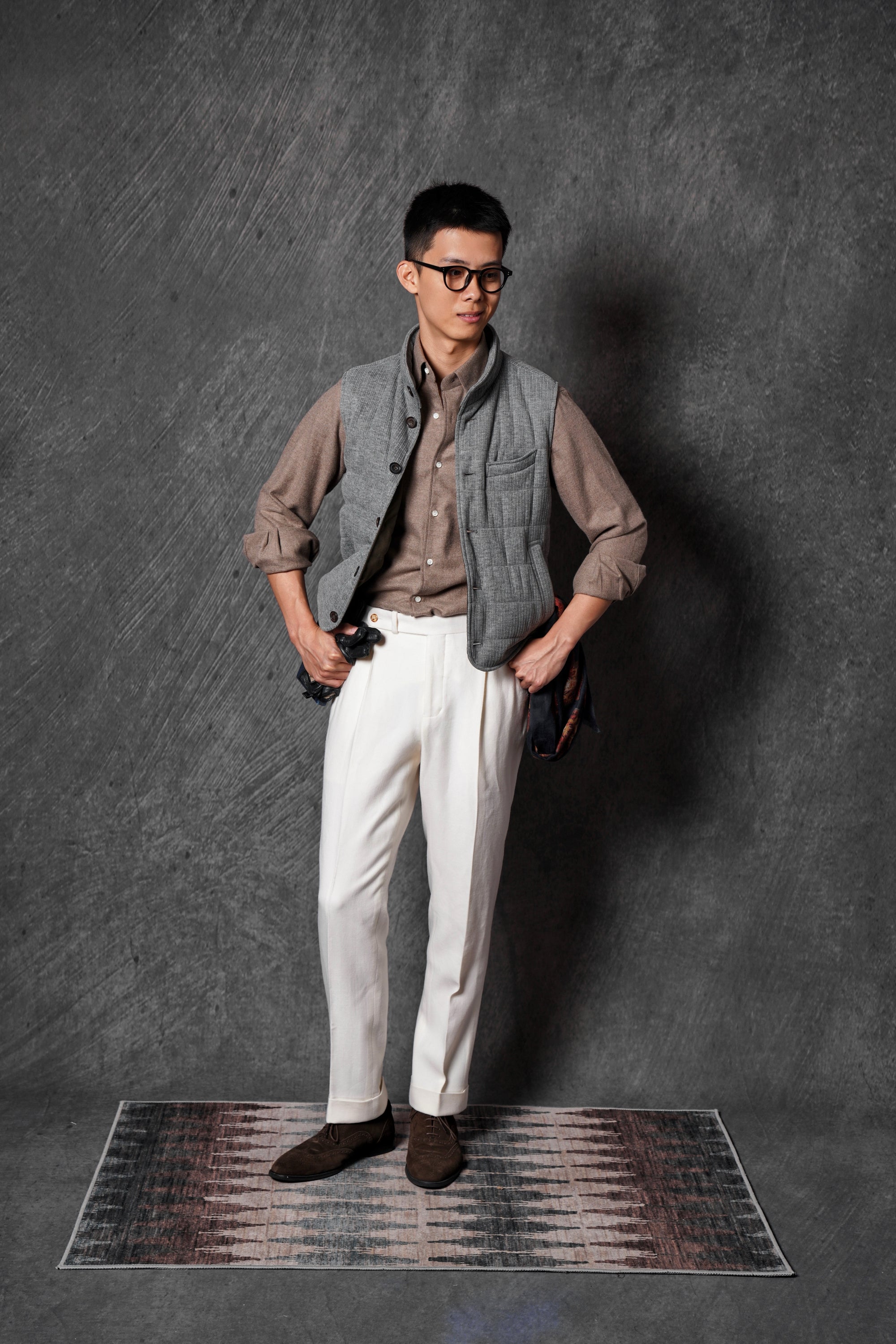 Mid Grey Corduroy Gilet