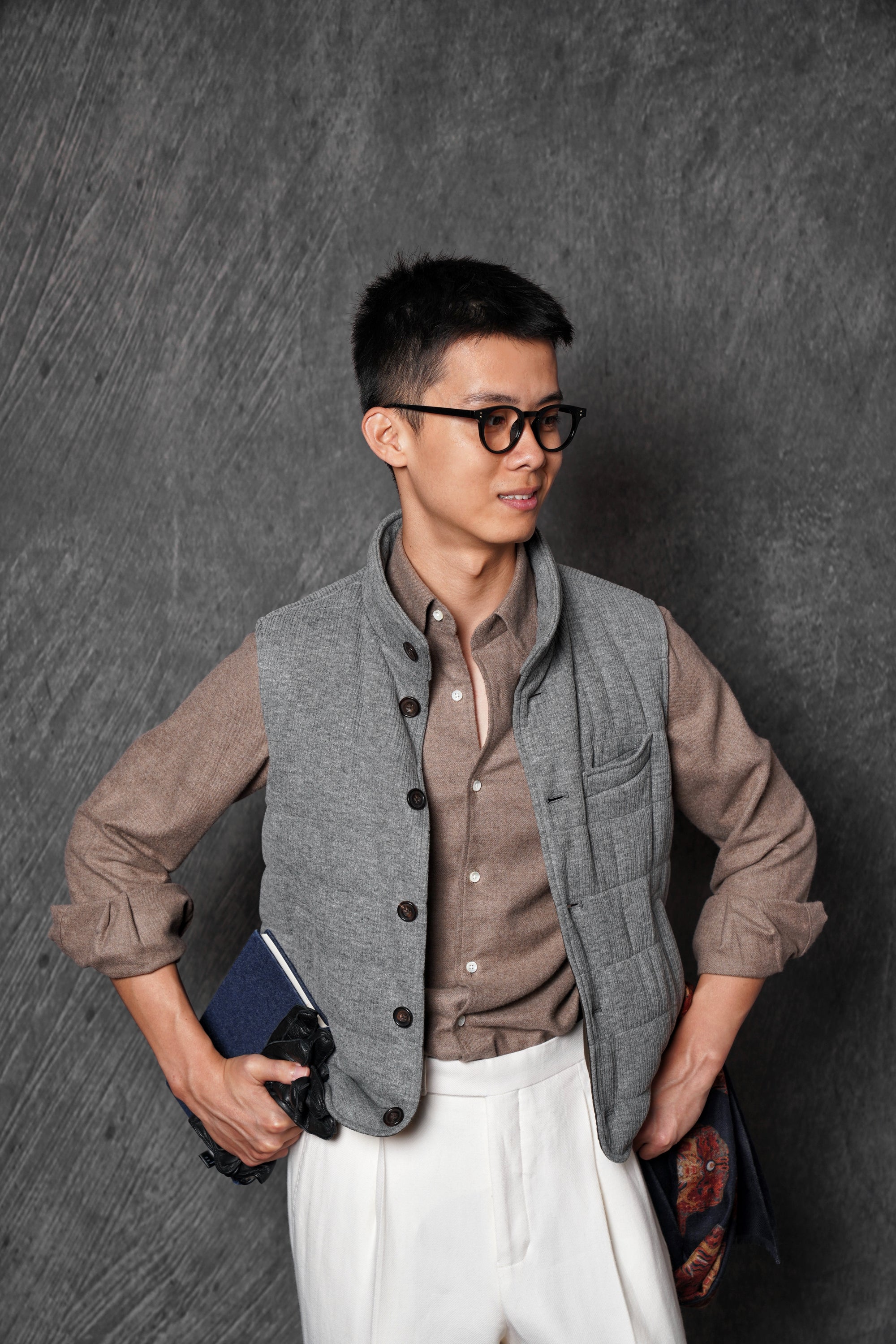 Mid Grey Corduroy Gilet