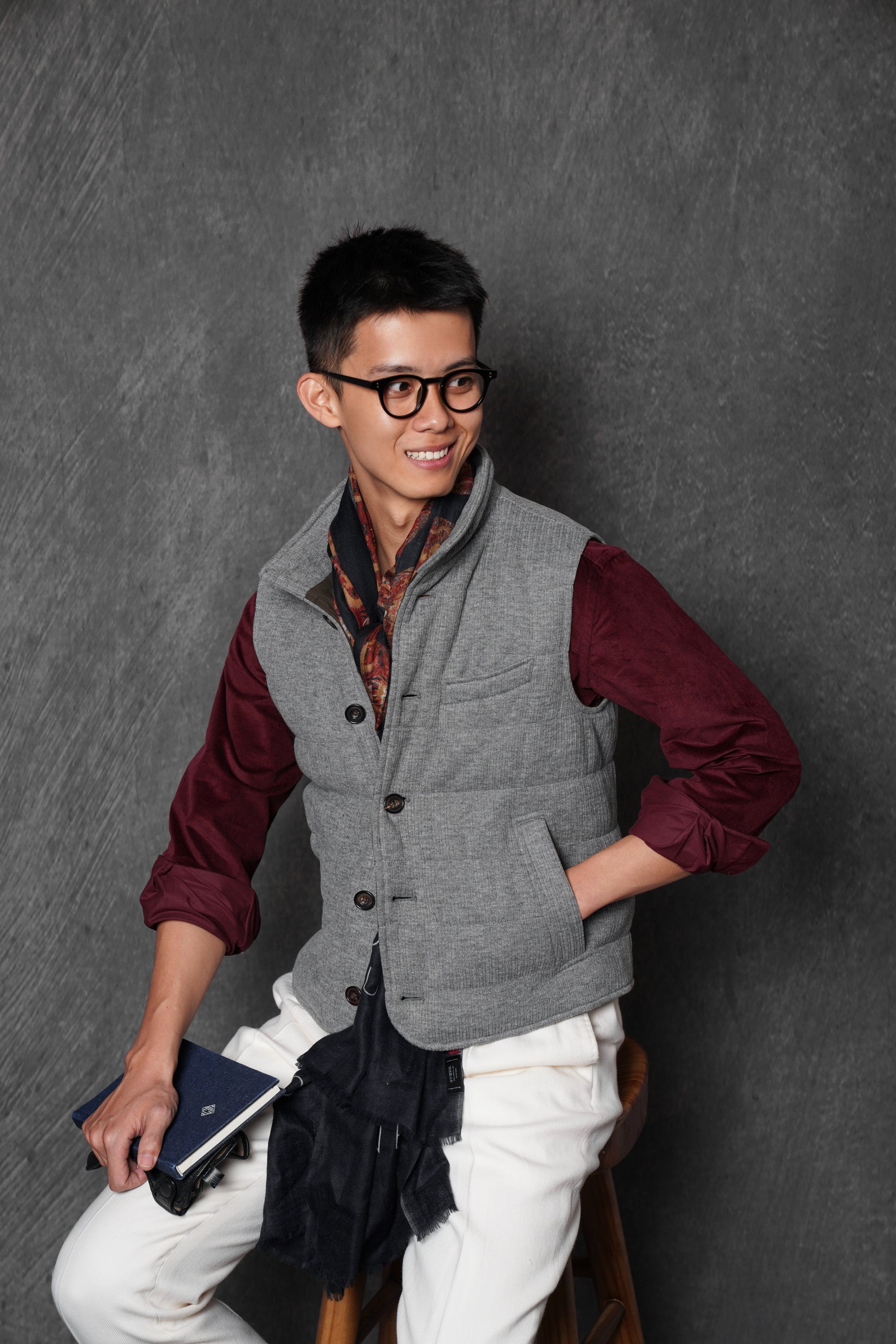 Mid Grey Corduroy Gilet