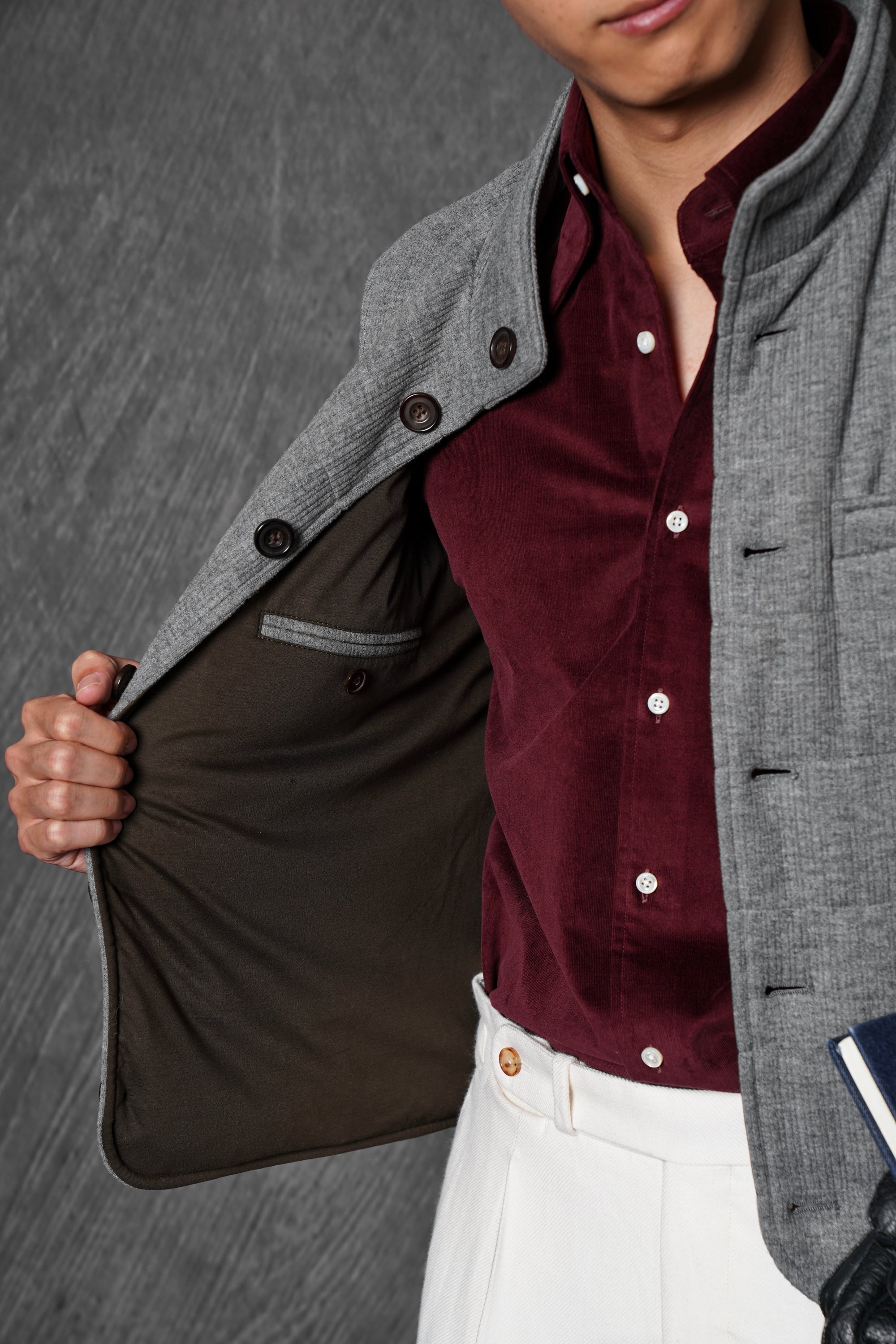 Mid Grey Corduroy Gilet