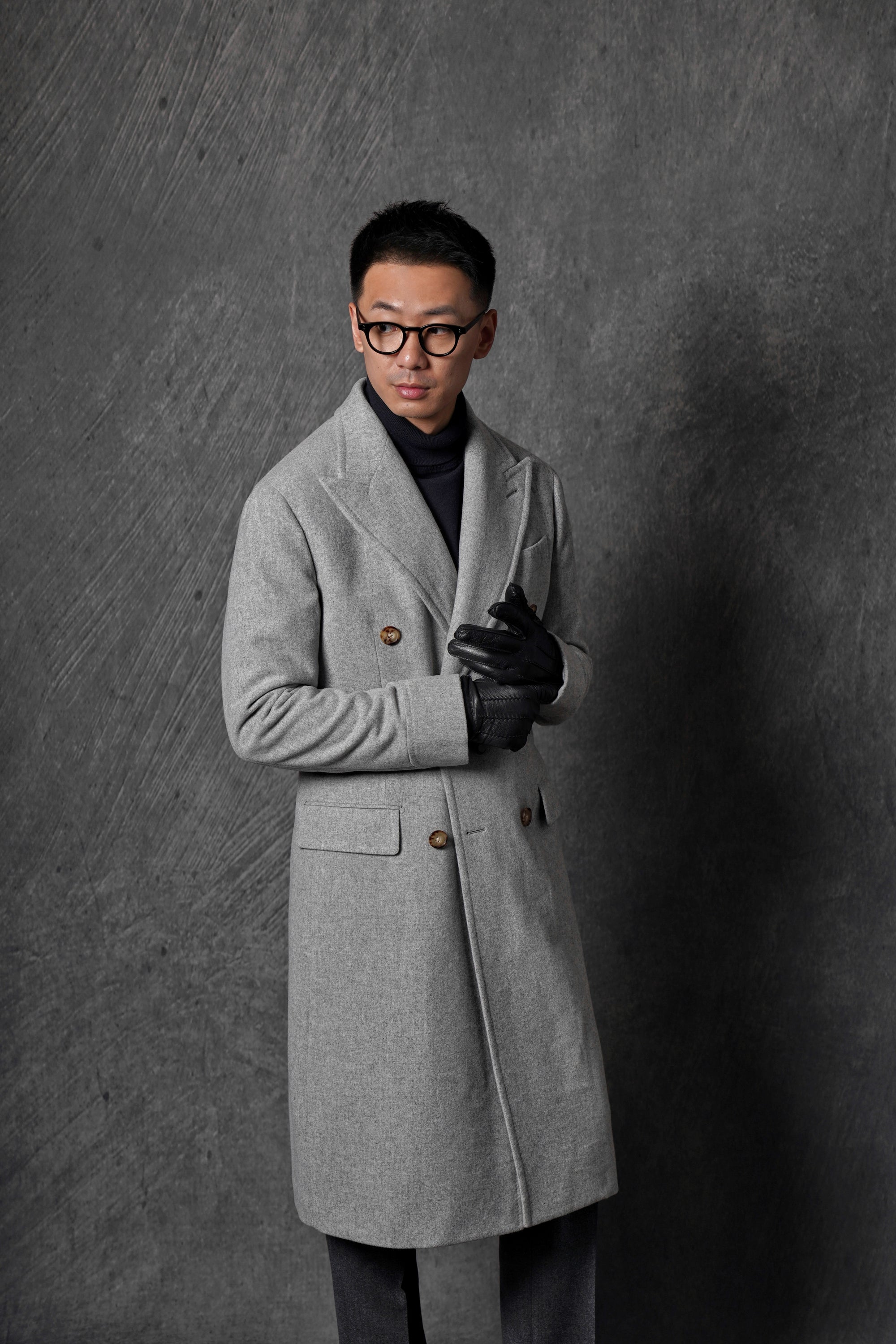 MTO Light Grey Wool Cashmere Chesterfield Coat