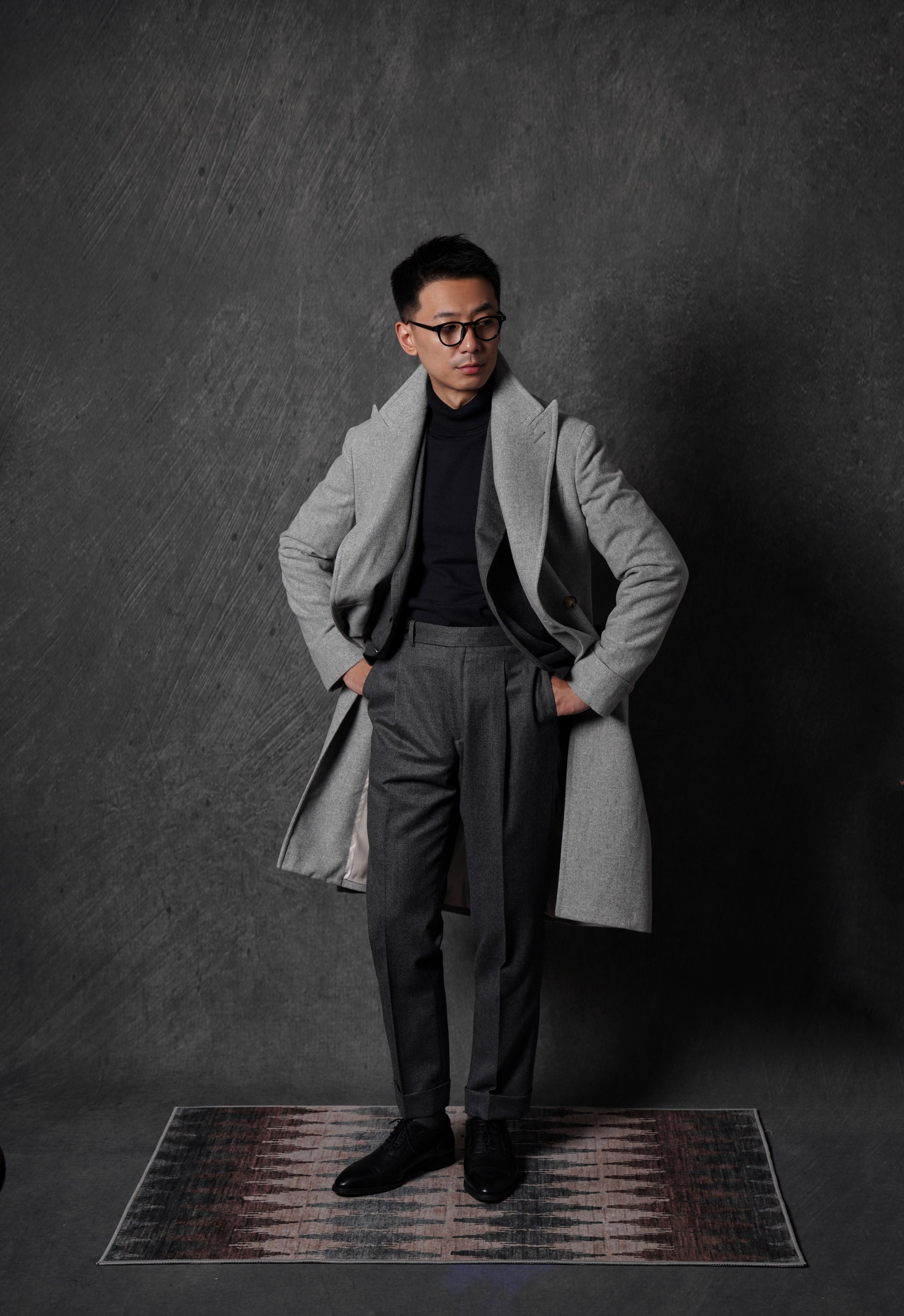 MTO Light Grey Wool Cashmere Chesterfield Coat