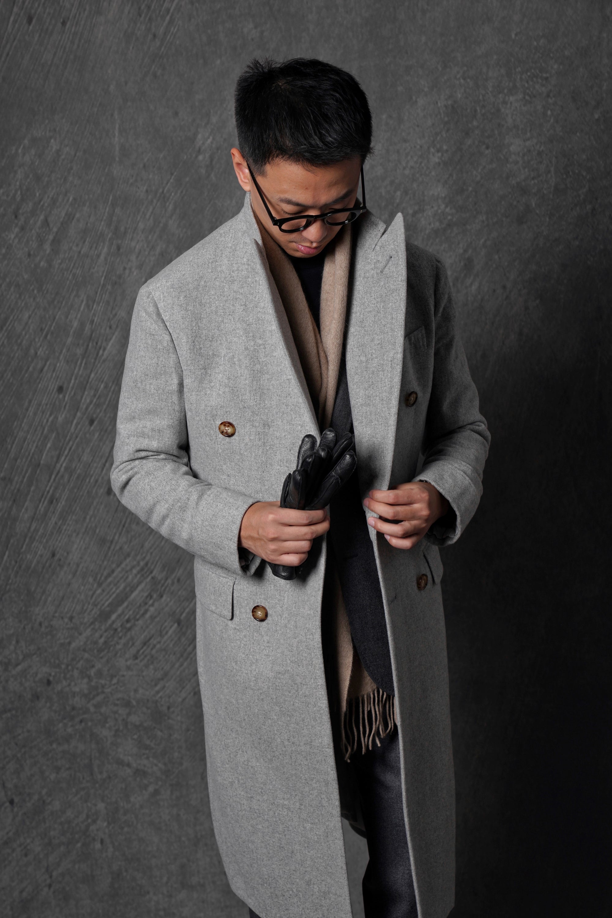 MTO Light Grey Wool Cashmere Chesterfield Coat