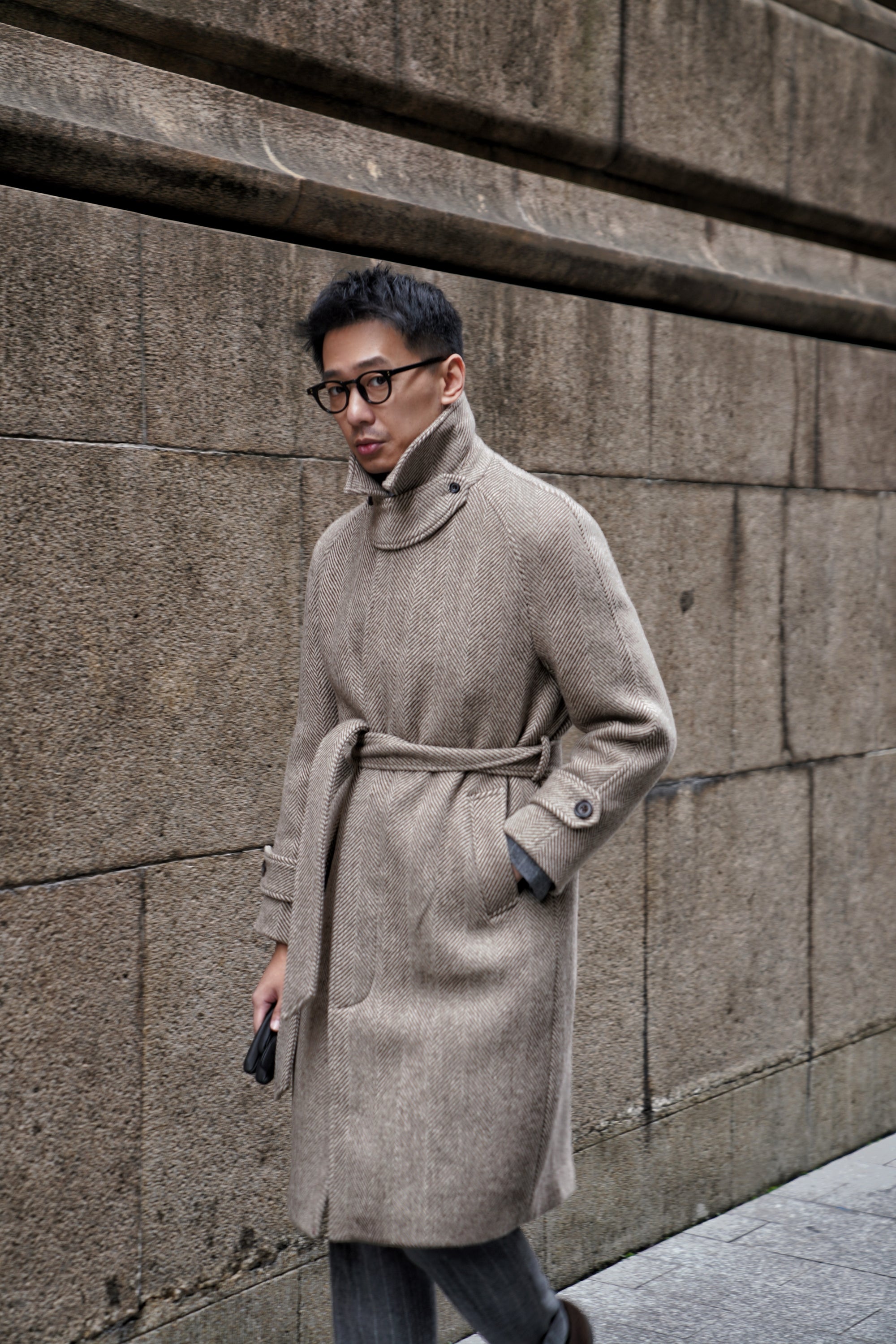 MTO Light Camel Wool Alpaca Balmacaan Coat
