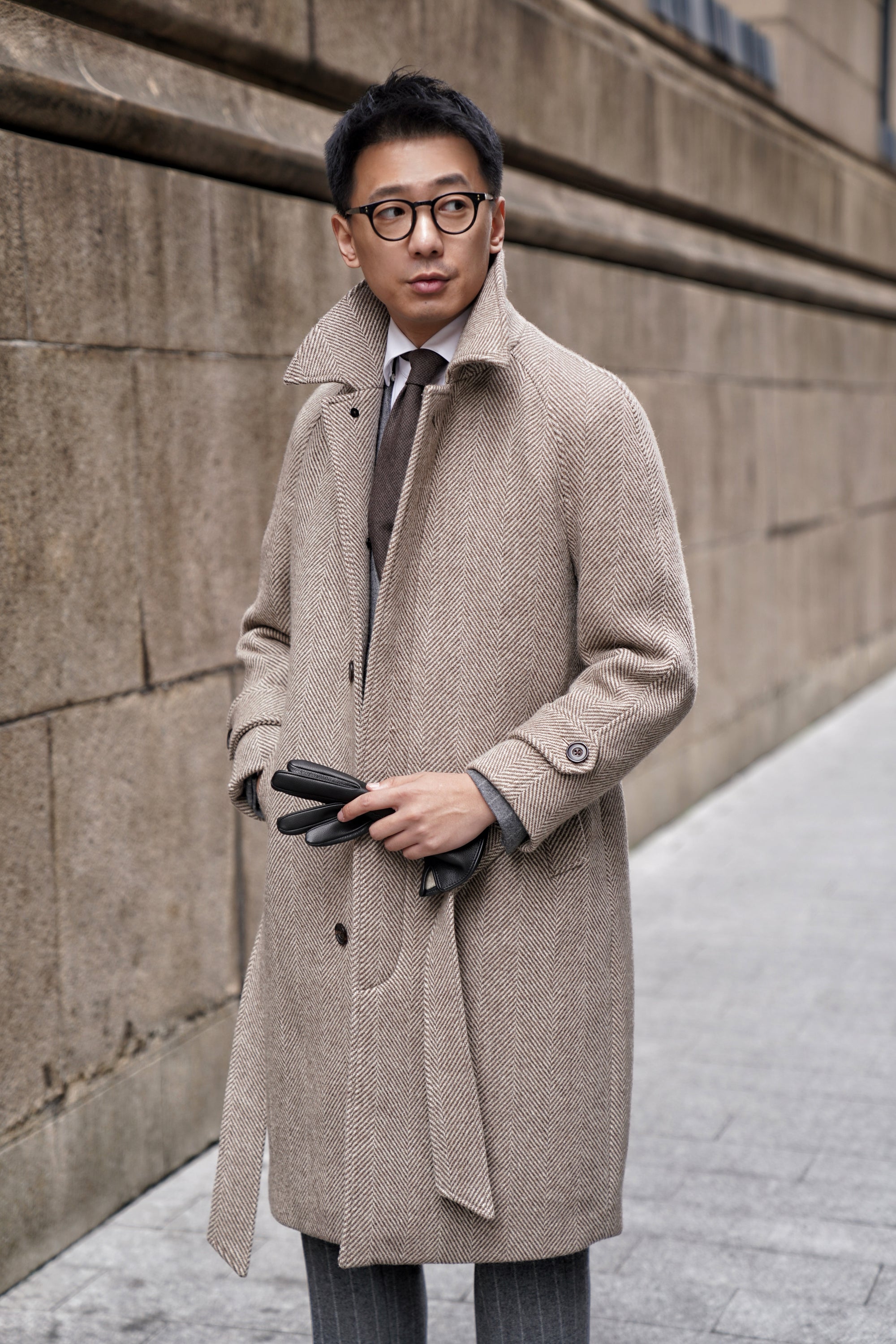 MTO Light Camel Wool Alpaca Balmacaan Coat