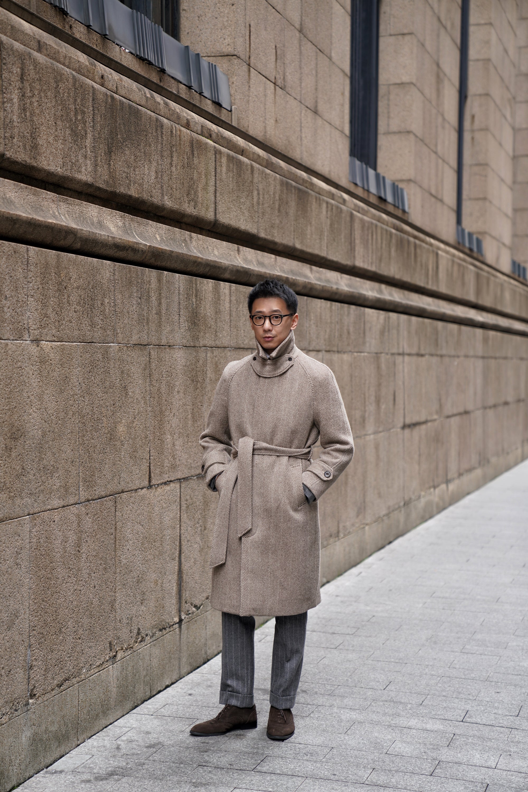 MTO Light Camel Wool Alpaca Balmacaan Coat