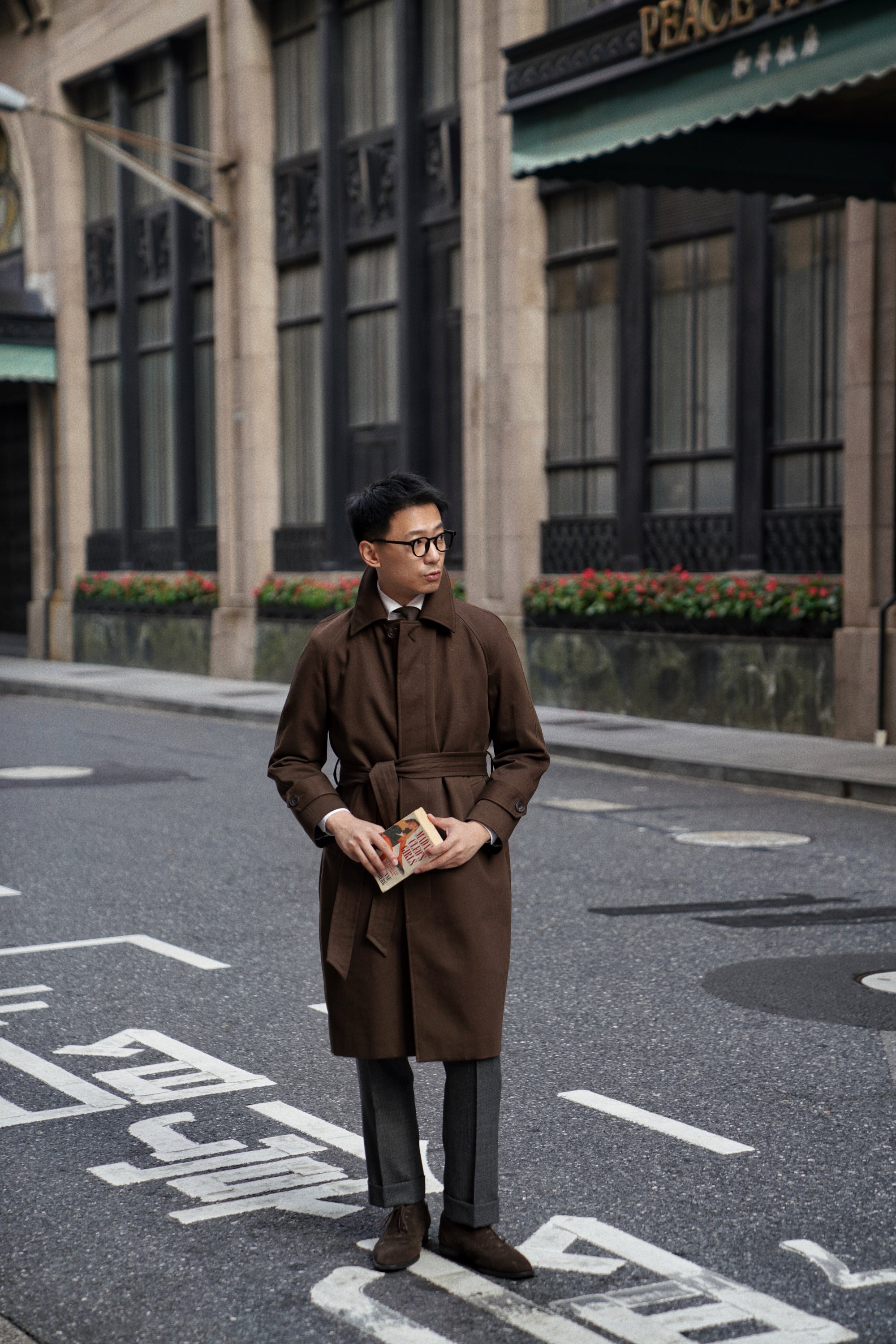 Chocolate Cotton Whipcord Balmacaan Raincoat