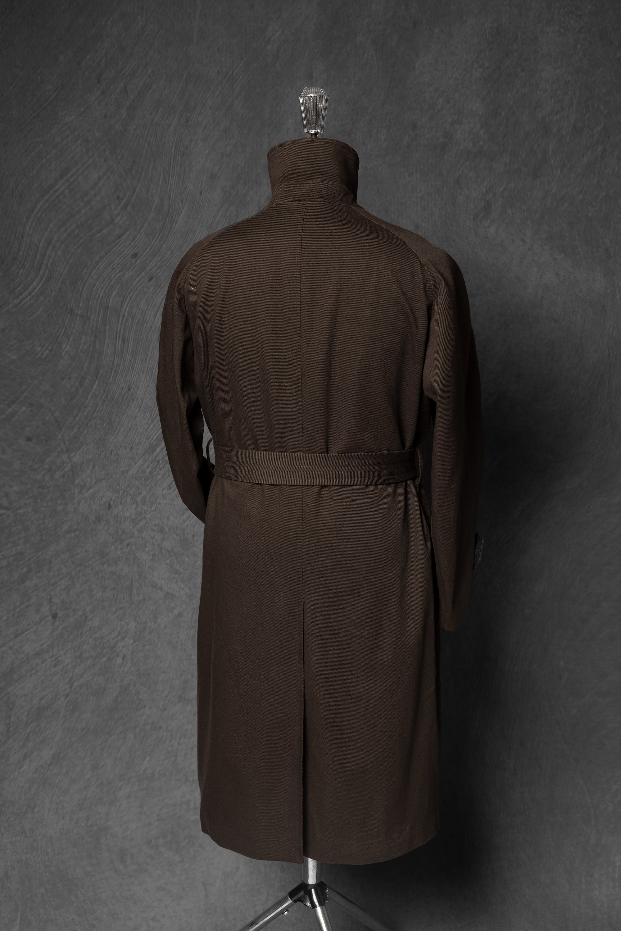 Chocolate Cotton Whipcord Balmacaan Raincoat