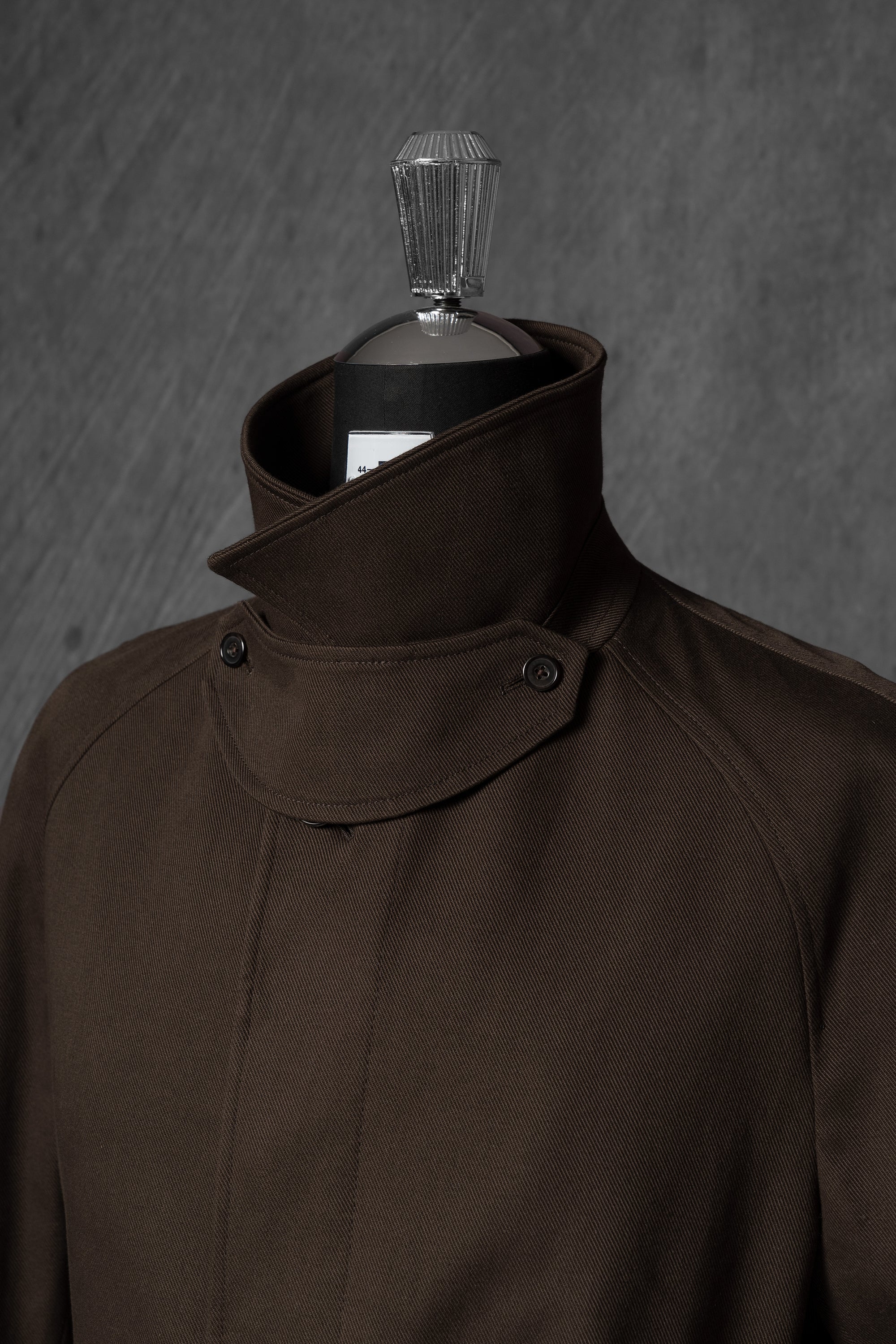 Chocolate Cotton Whipcord Balmacaan Raincoat