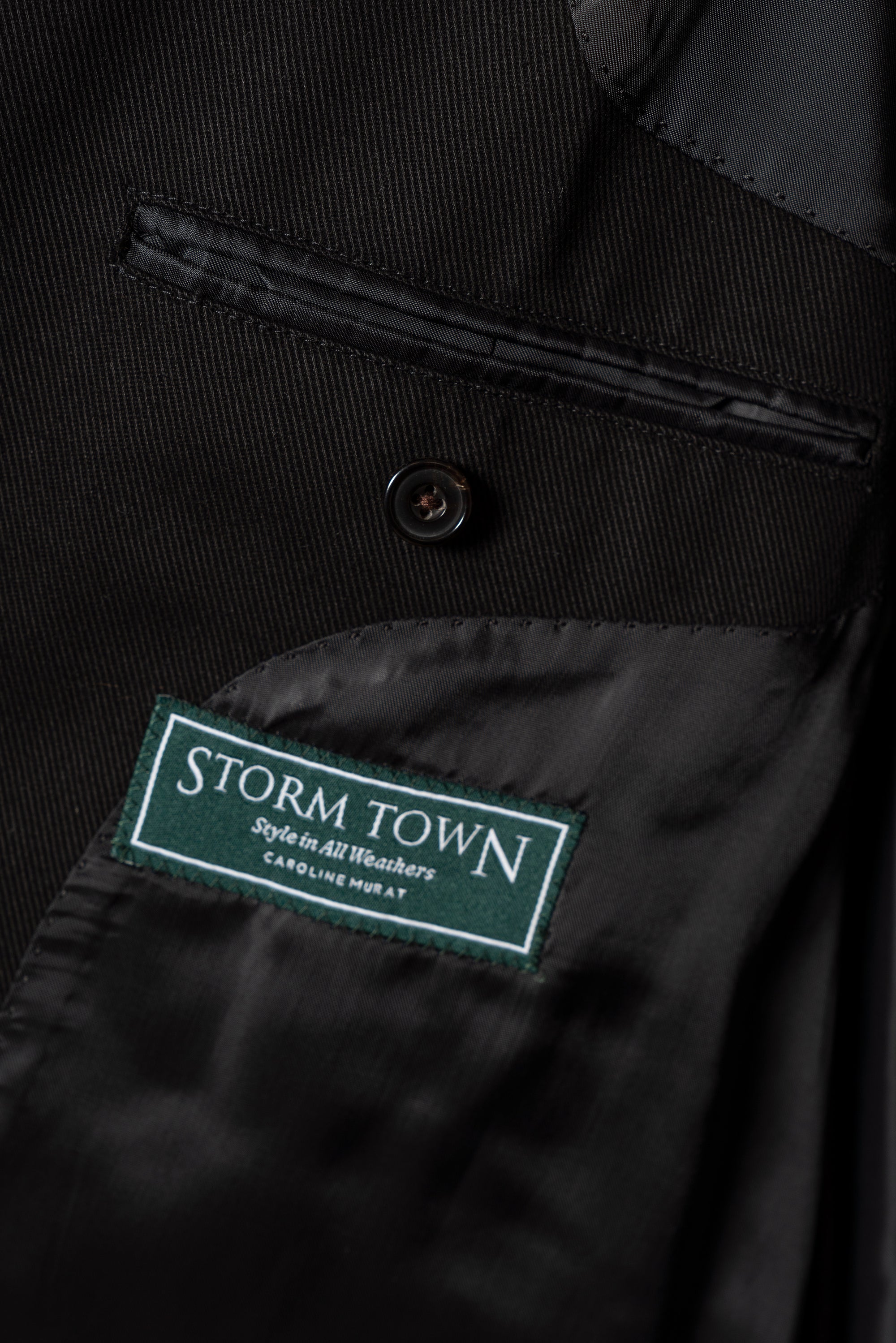 Black Cotton Whipcord Balmacaan Raincoat
