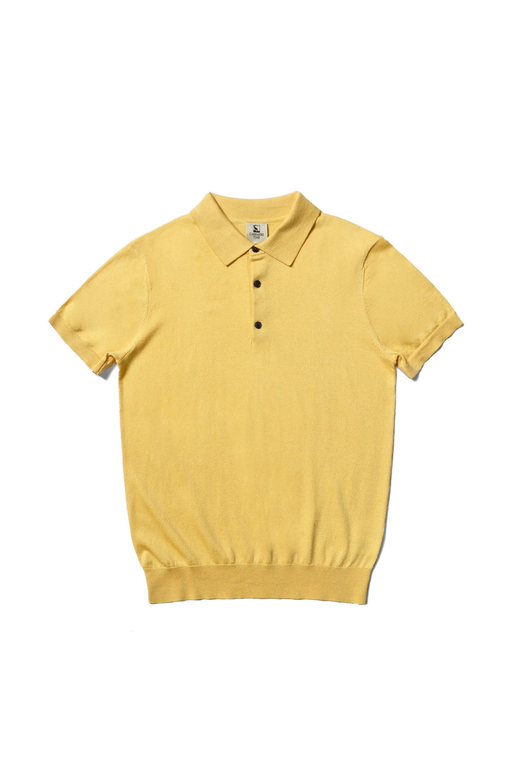 Lemon/Foggy Blue Silk Cashmere Knitted Polo