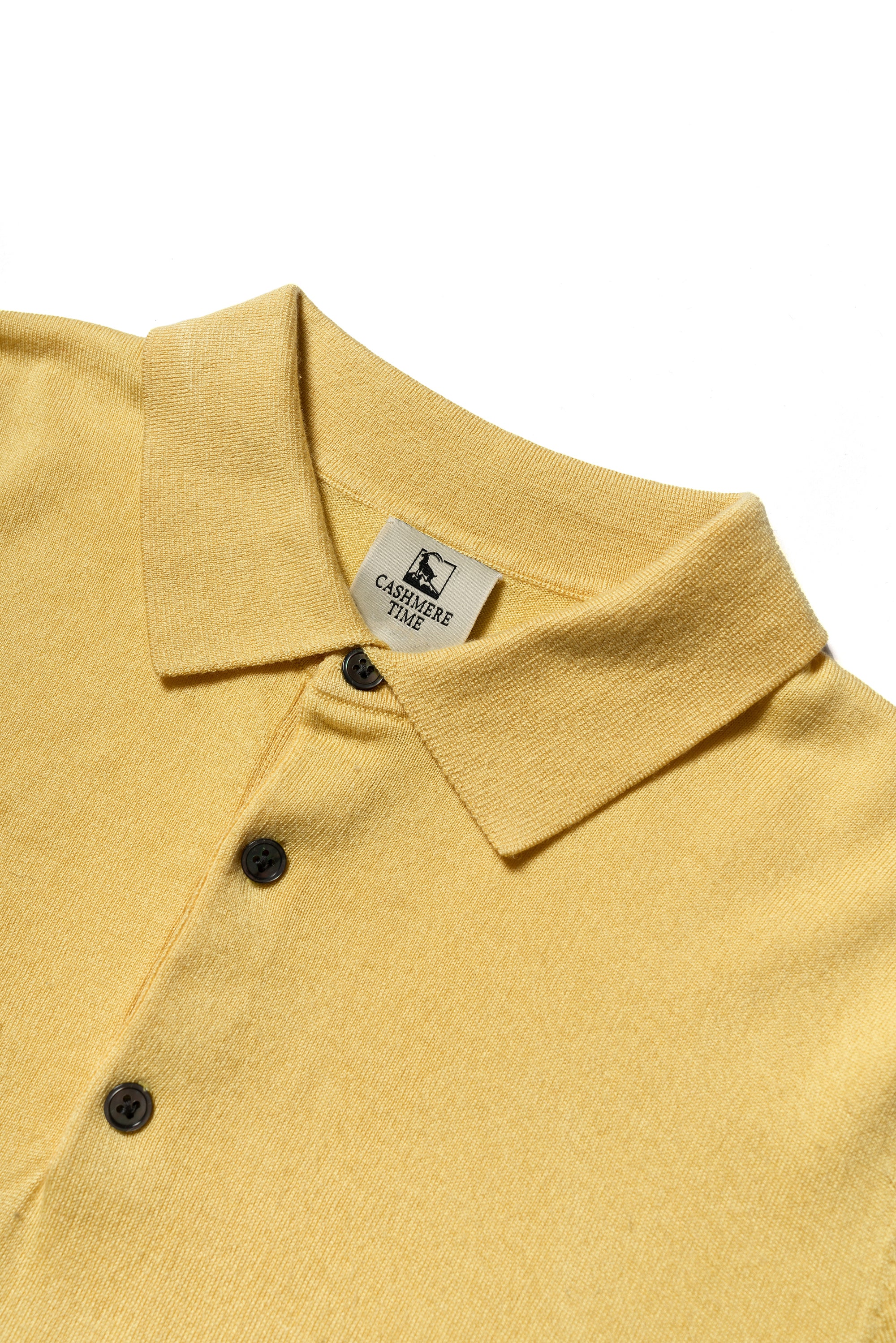 Lemon/Foggy Blue Silk Cashmere Knitted Polo