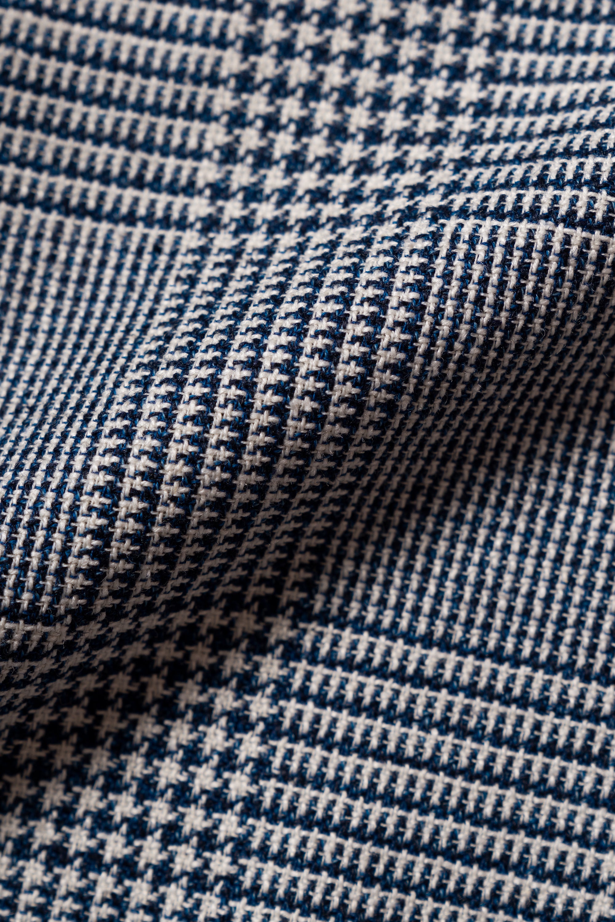 MTO Blue White Glen Check Silk Linen Wool Jacket #259