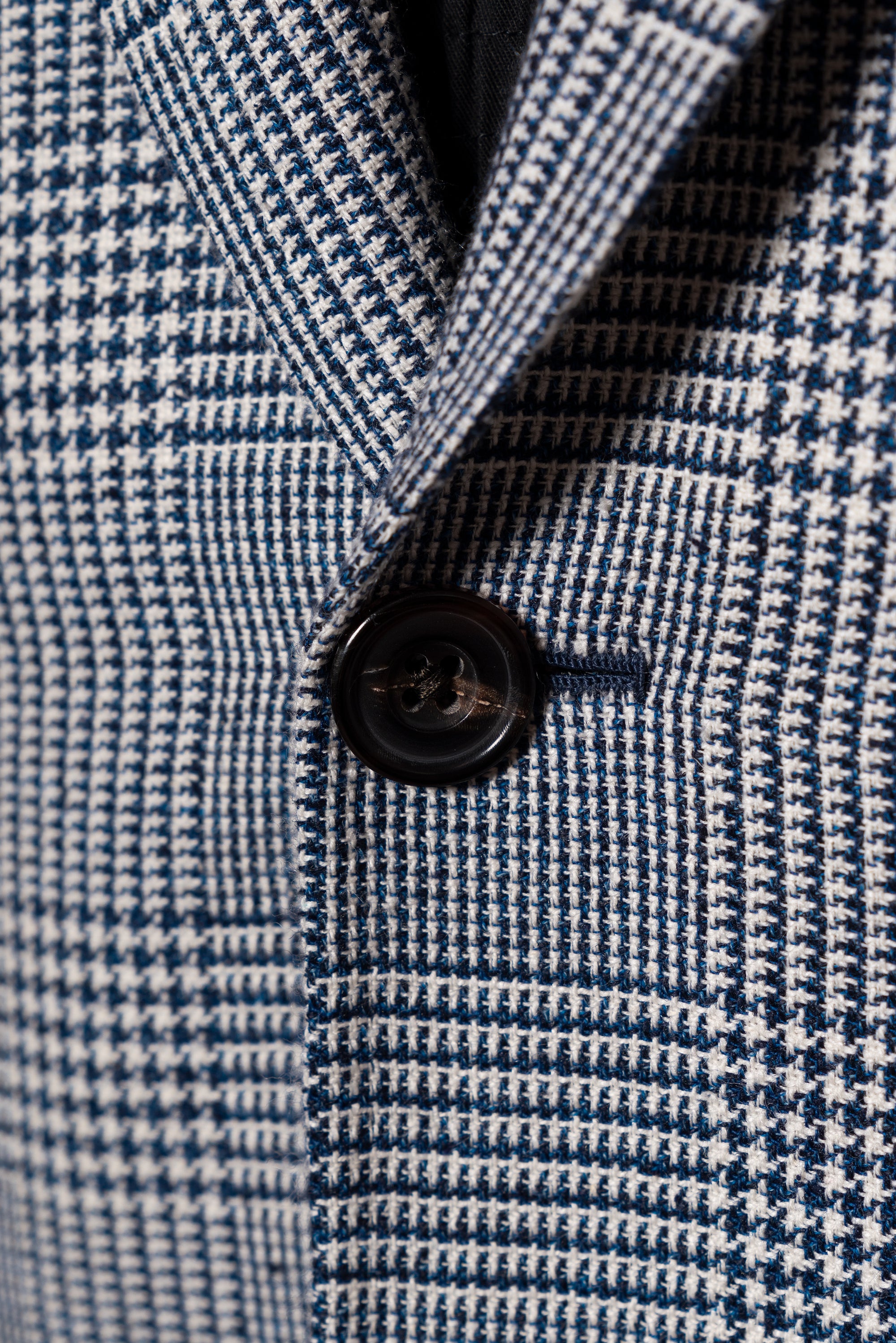 MTO Blue White Glen Check Silk Linen Wool Jacket #259