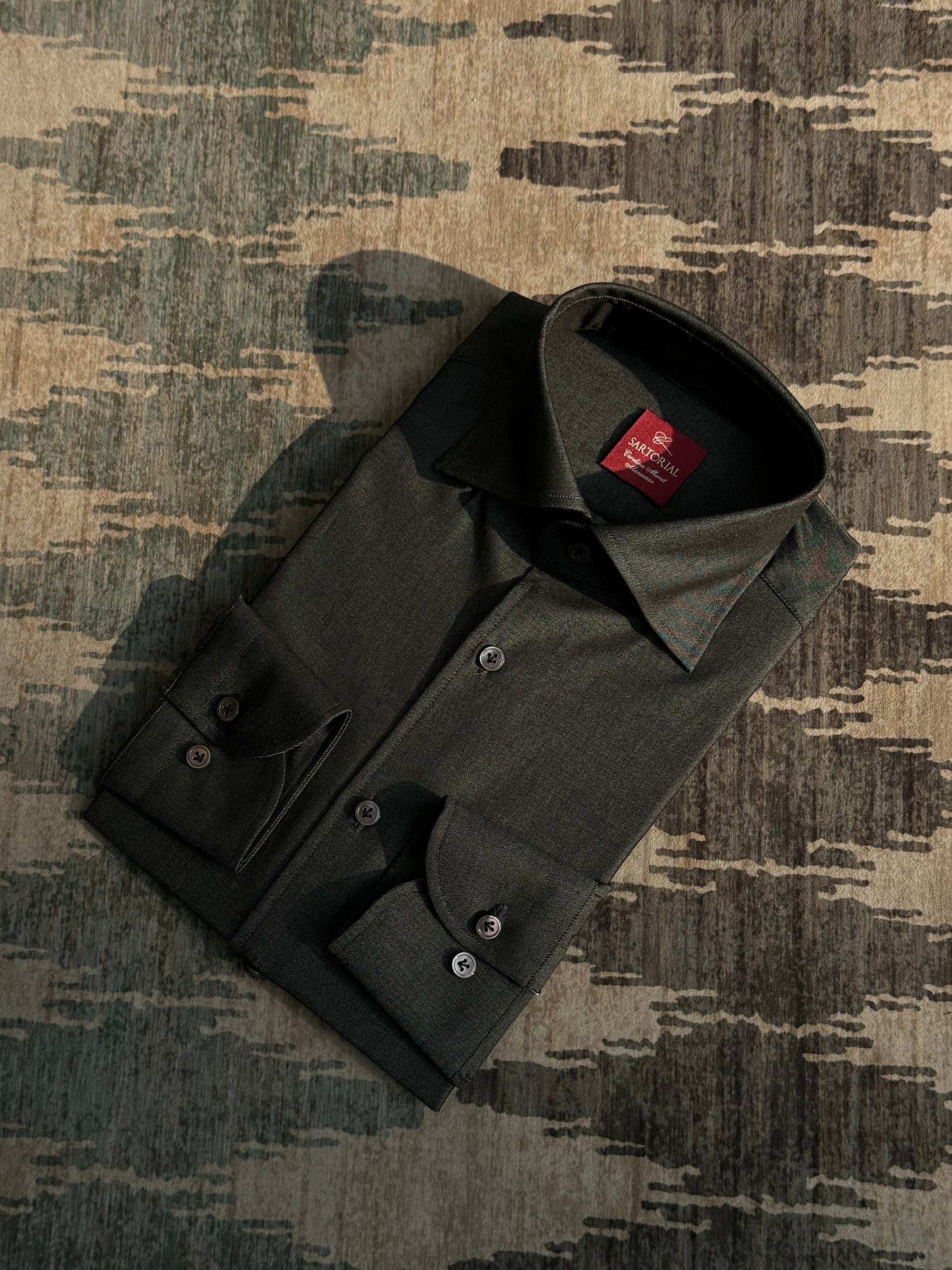 MTO Hand-stitched Black Denim Shirt #18
