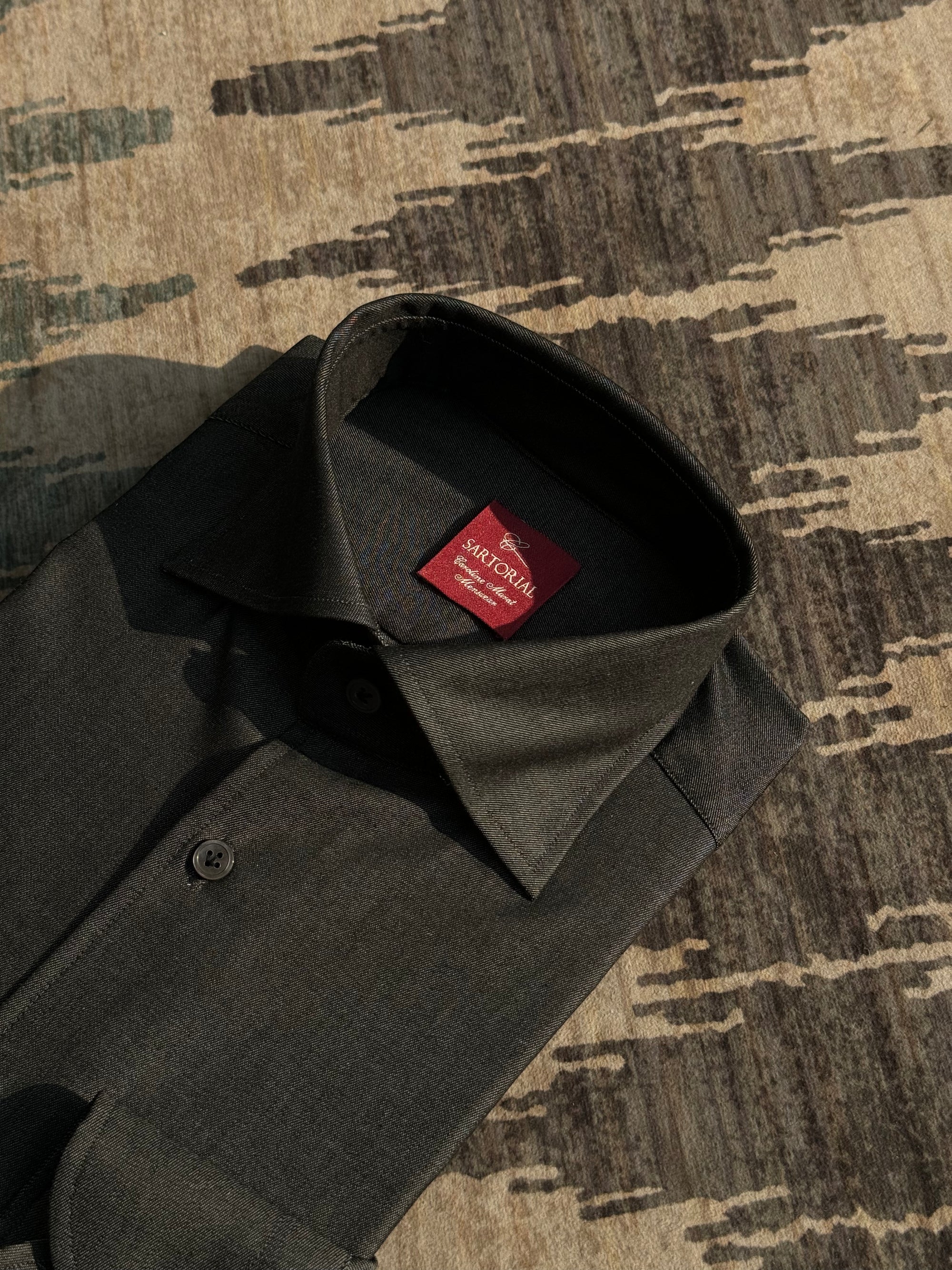 MTO Hand-stitched Black Denim Shirt #18