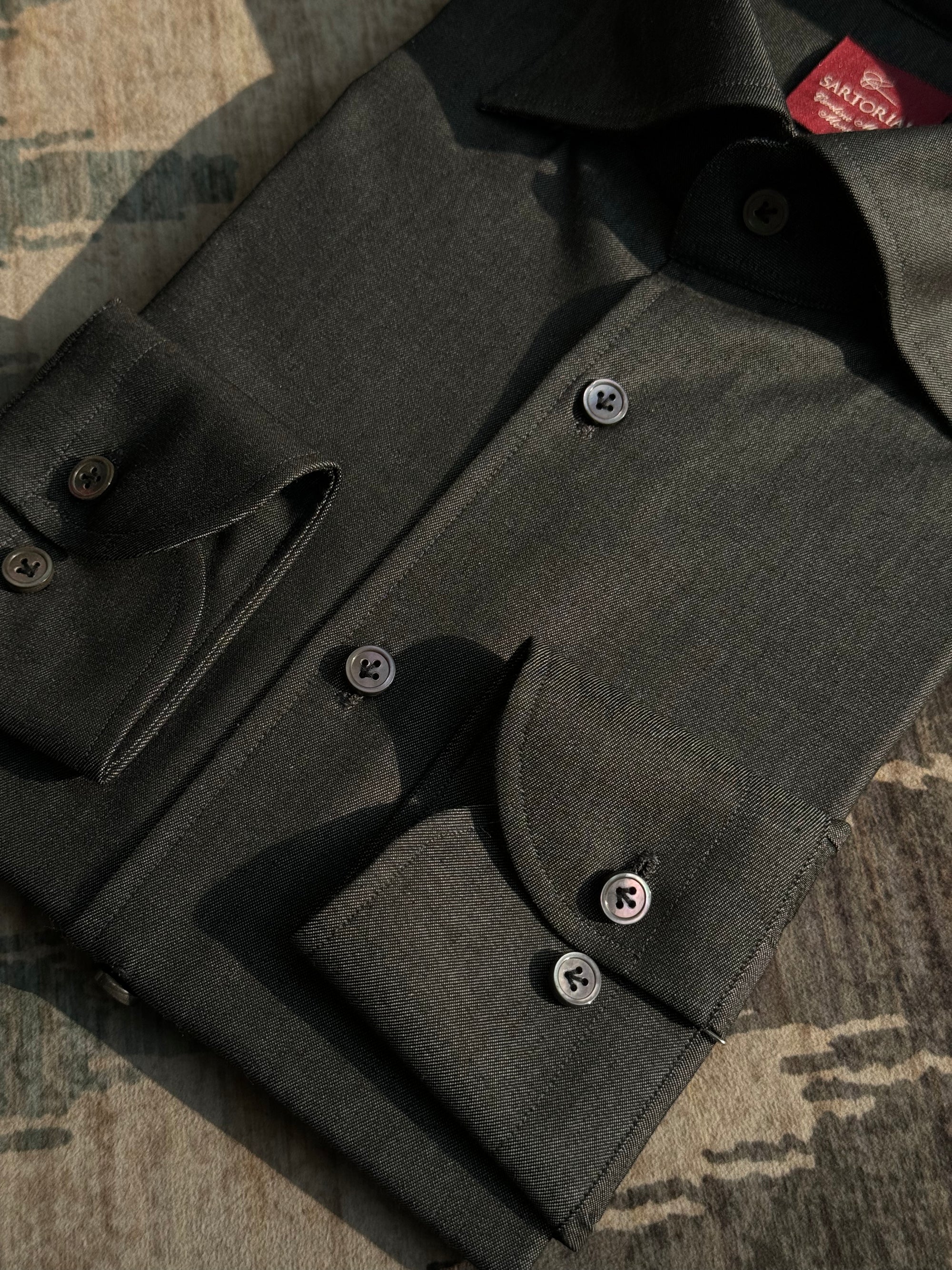 MTO Hand-stitched Black Denim Shirt #18
