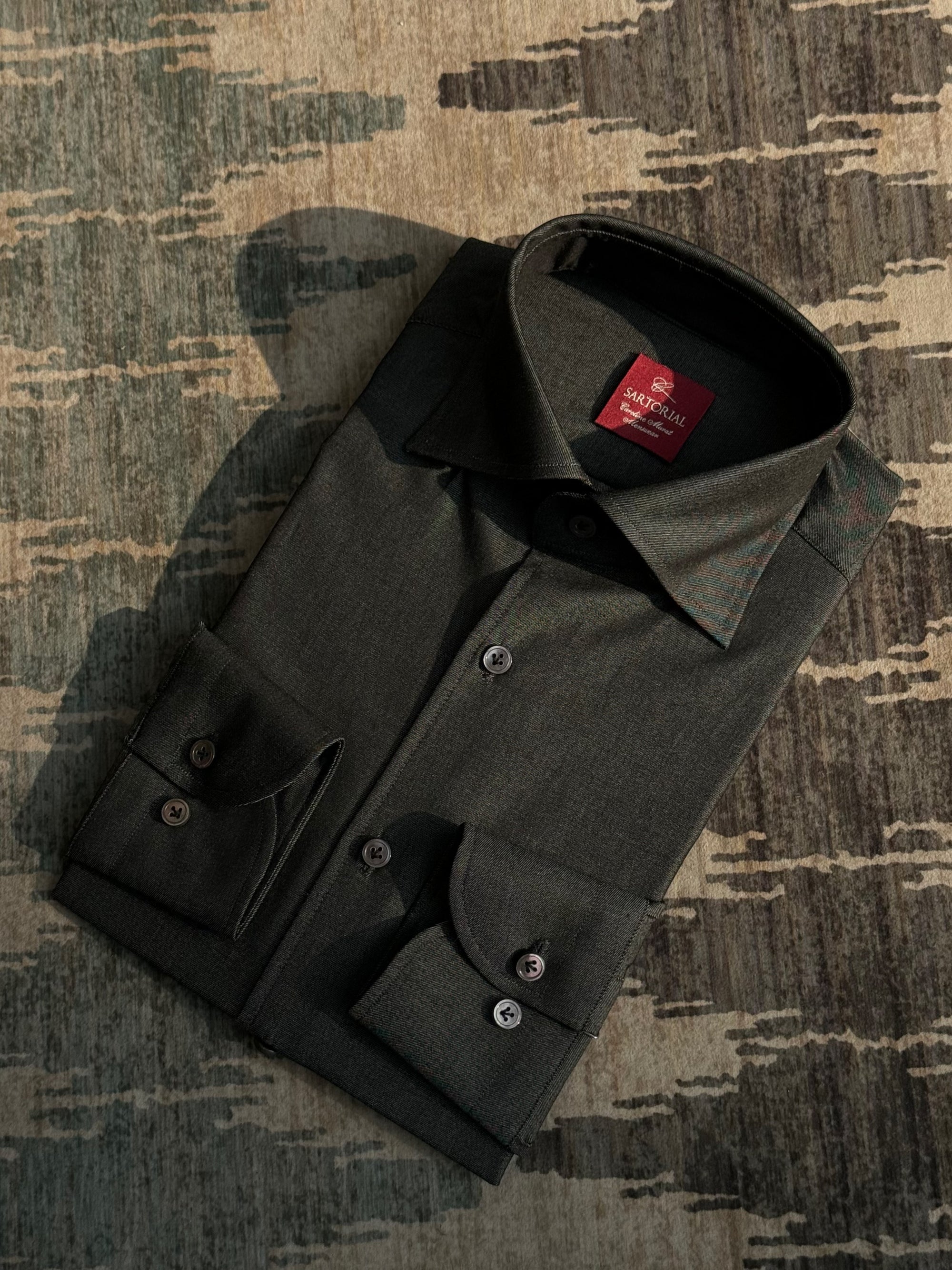 MTO Hand-stitched Black Denim Shirt #18