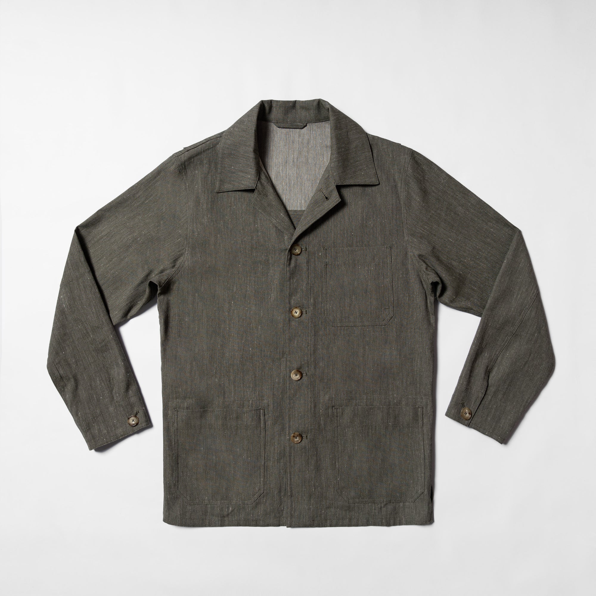 Slate Olive Linen Cotton Chore Jacket