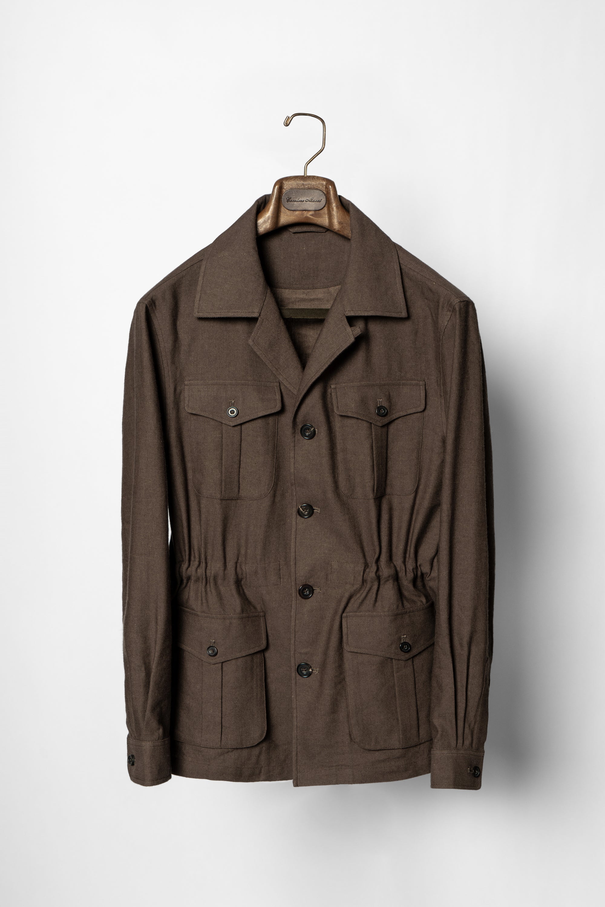 Brown Linen Wool Safari Jacket