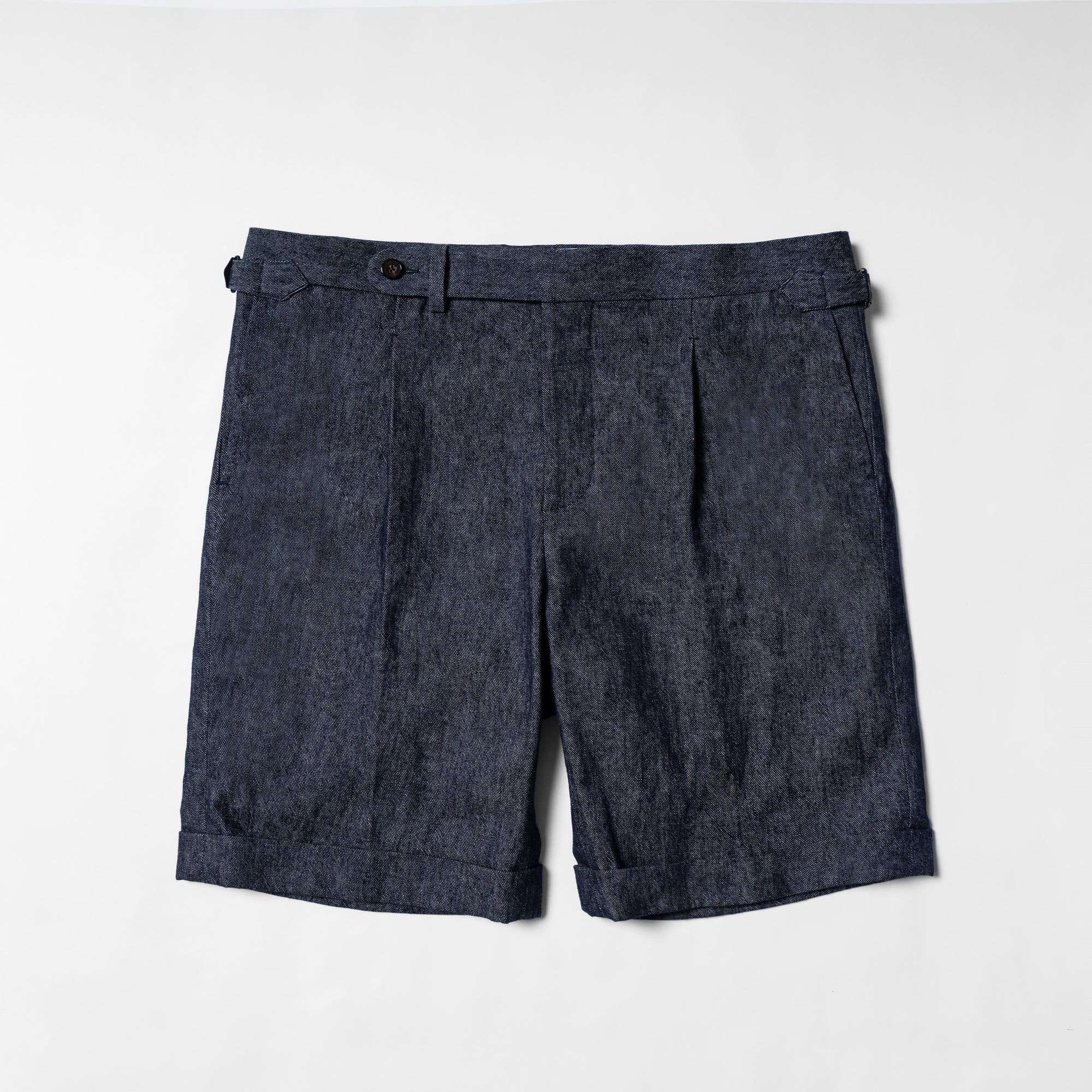 Indigo Linen Cotton Denim Shorts