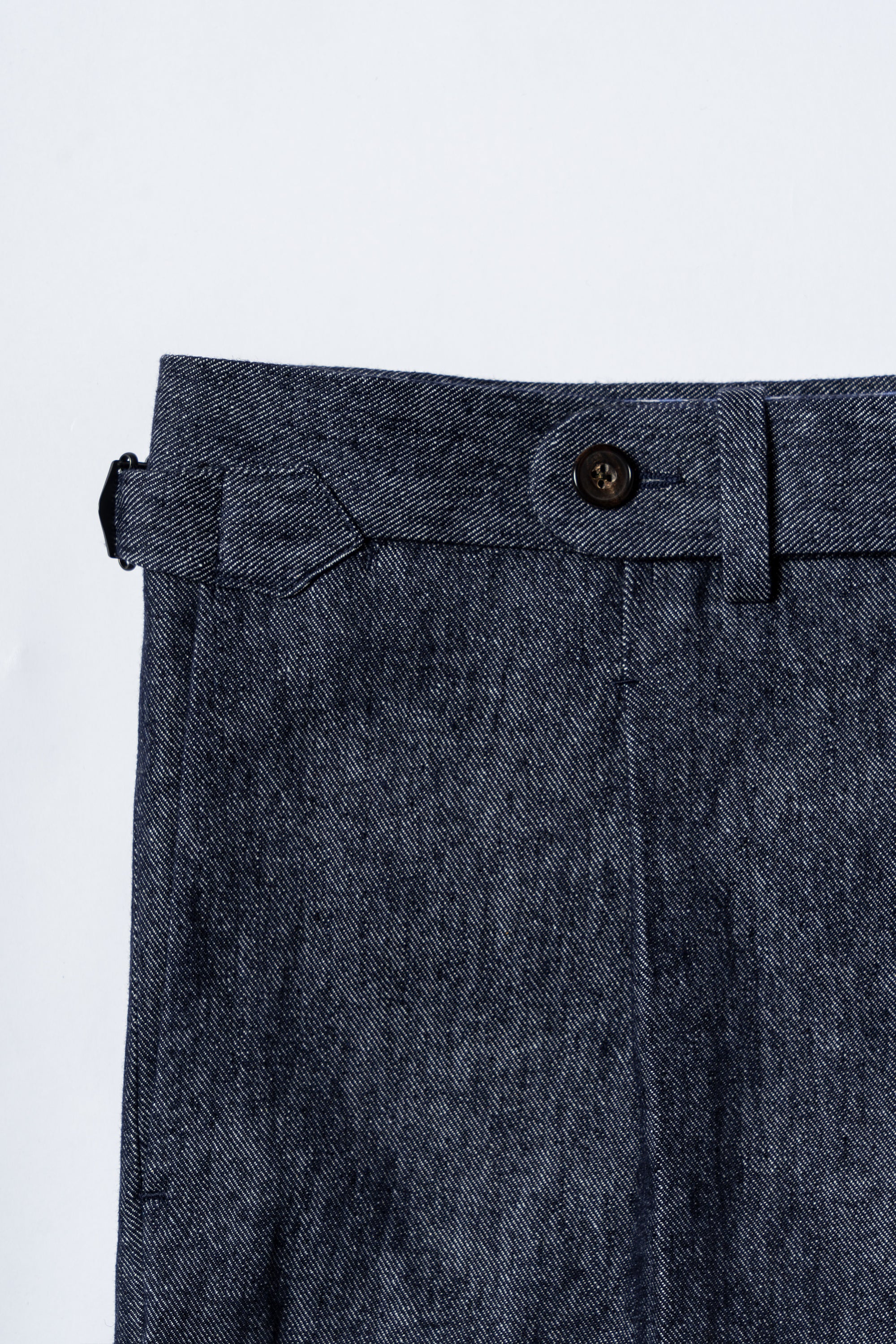 Indigo Linen Cotton Denim Shorts