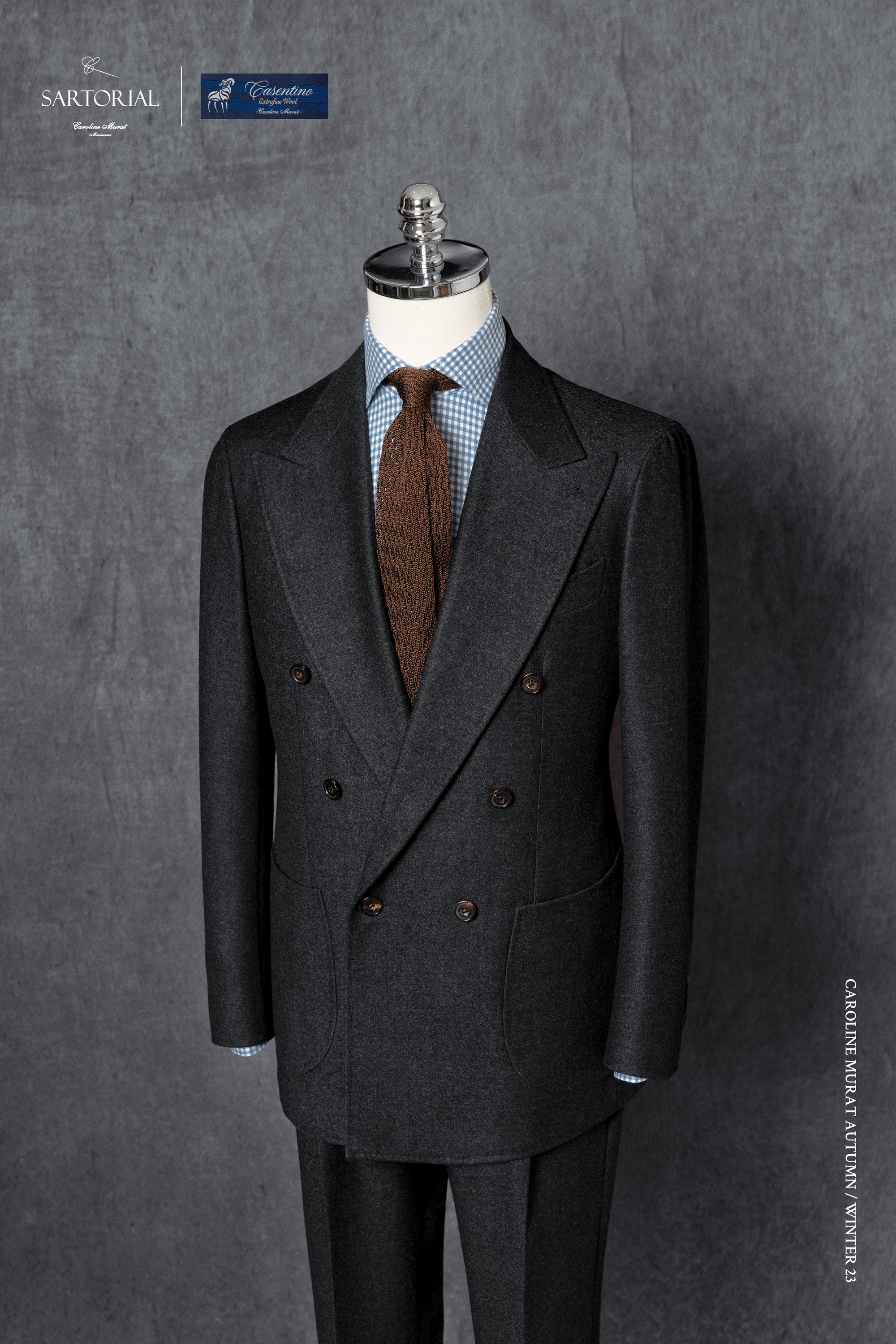 MTO Charcoal Worsted Flannel Suit #17